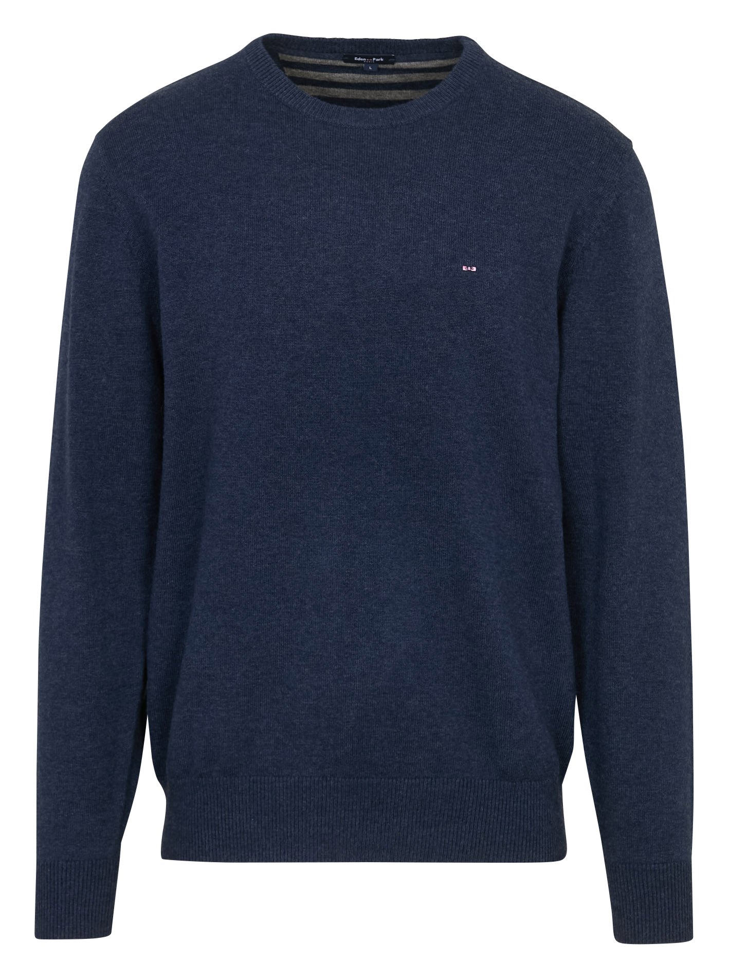 Pull droit col rond en laine et coton EDEN PARK Bleu