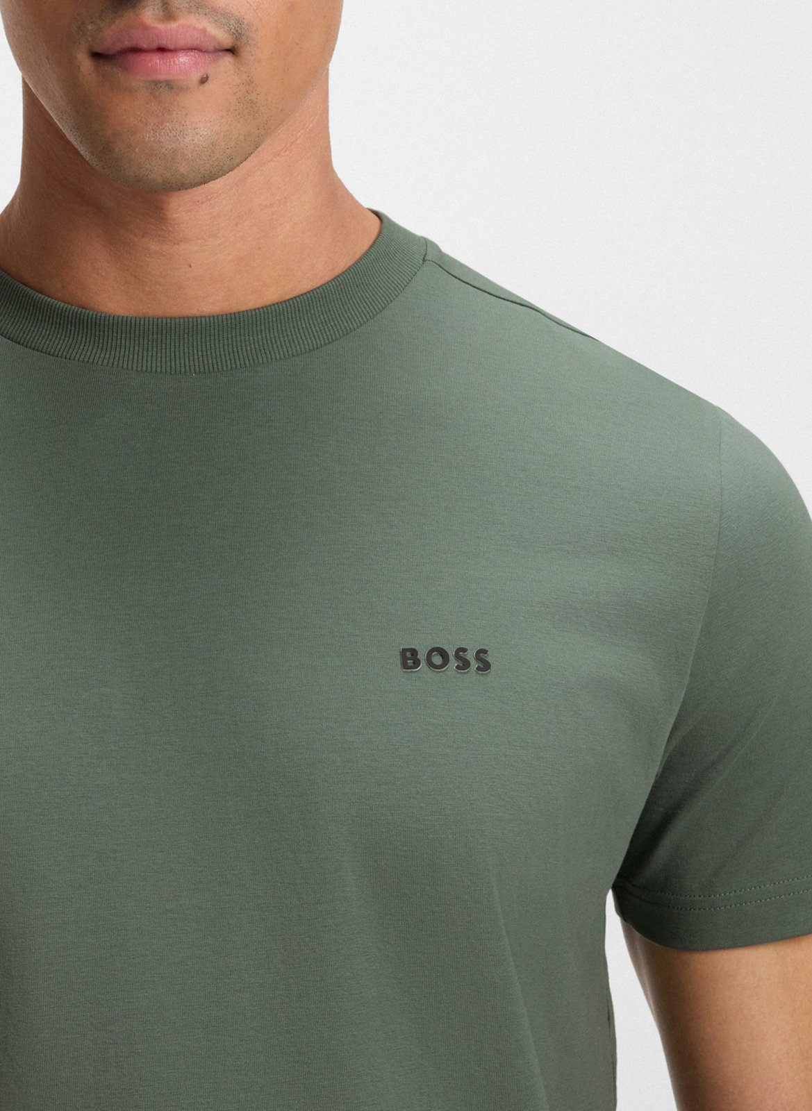 Basic cotton-mix T-shirt BOSS Khaki