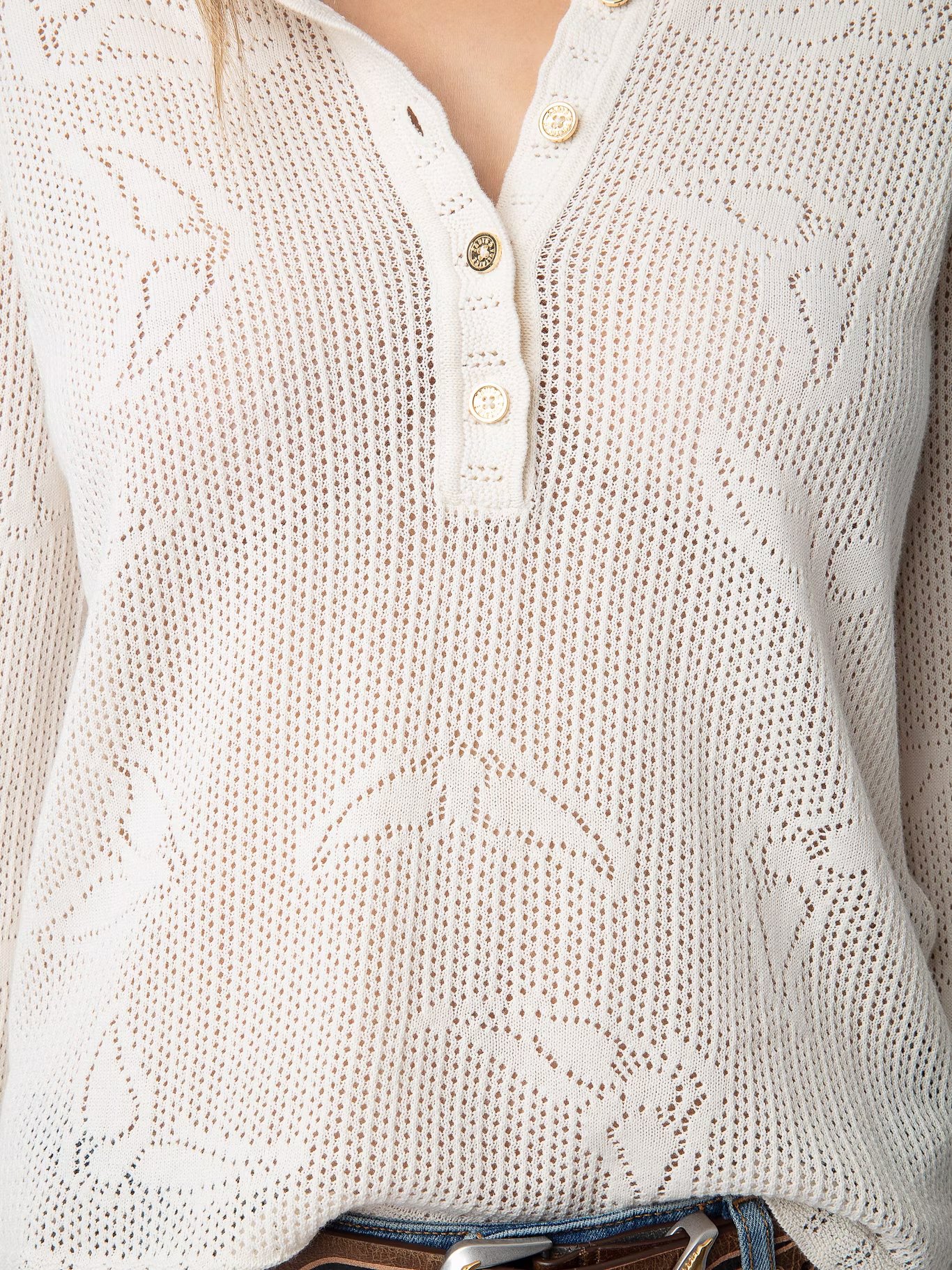 Pull en maille pointelle de coton bio ZADIG&VOLTAIRE Blanc