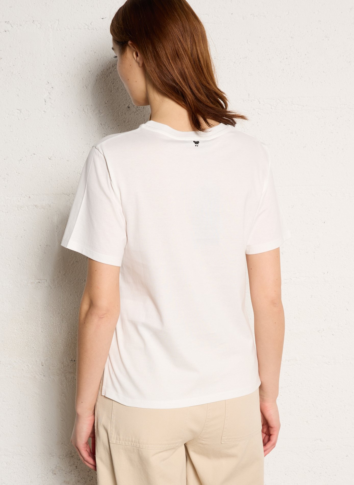 Recht, katoenen T-shirt met ronde hals en zeefdruk MAX MARA WEEK END Wit