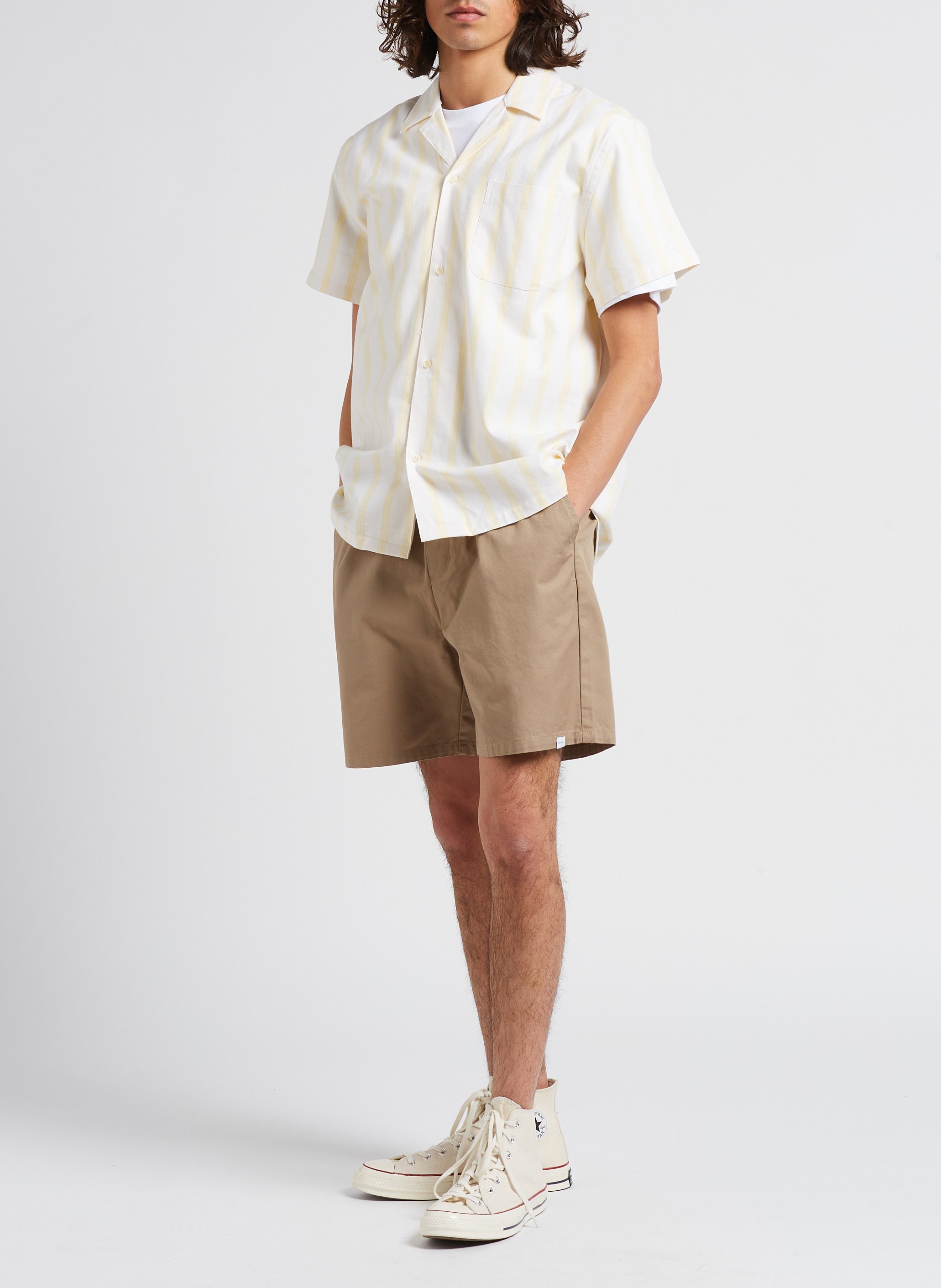 Ruimvallende, gestreepte katoenen blouse LES DEUX Geel