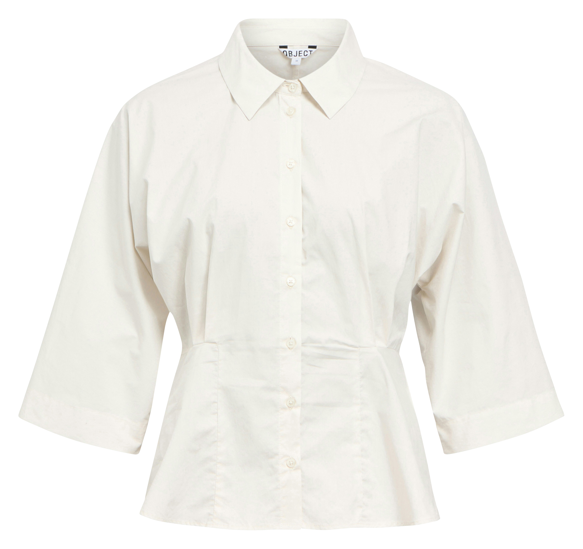 Chemise cintrée col classique en coton bio OBJECT Beige