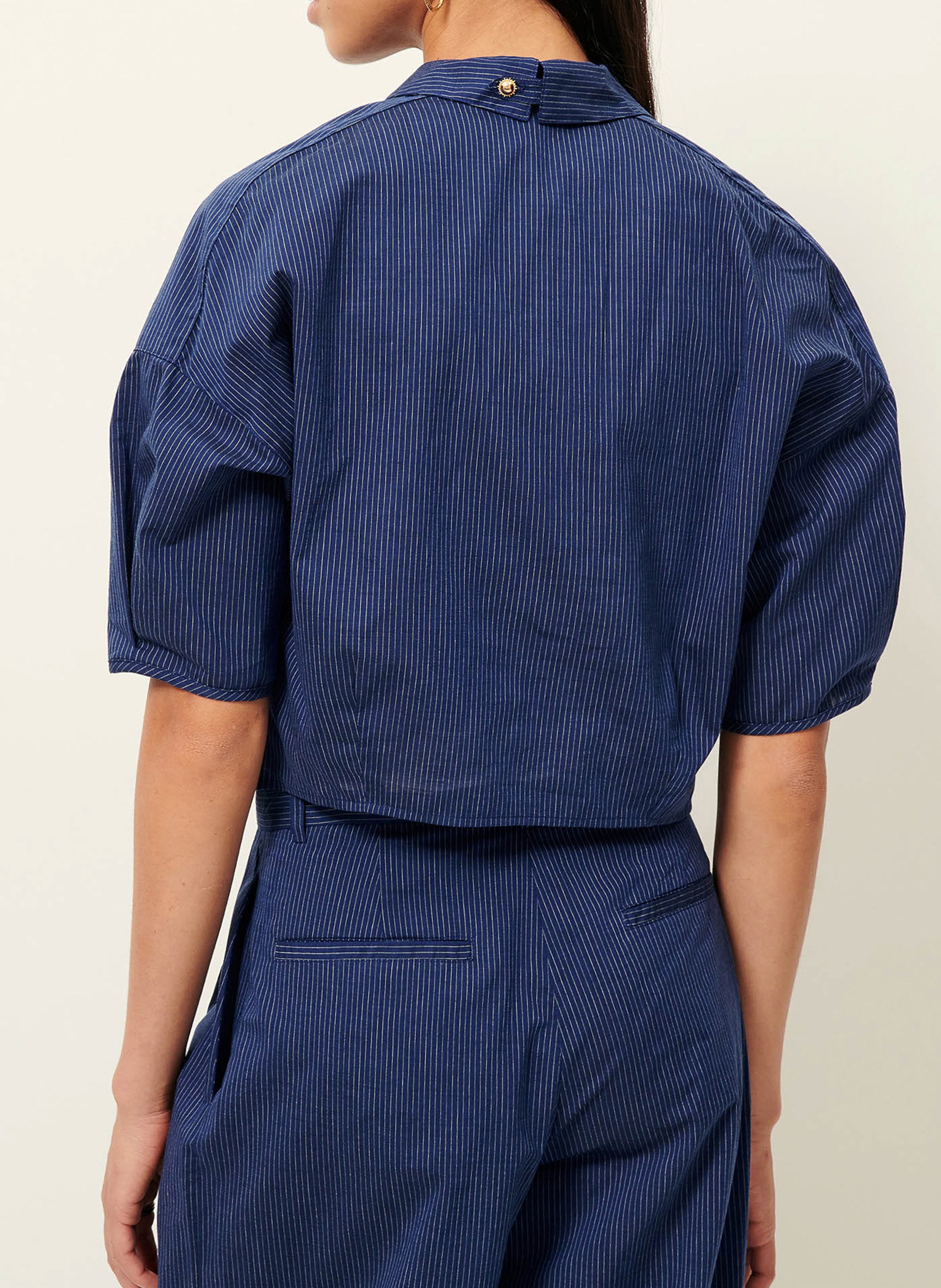 Wijde broek van katoen met hoge taille SESSUN Blauw