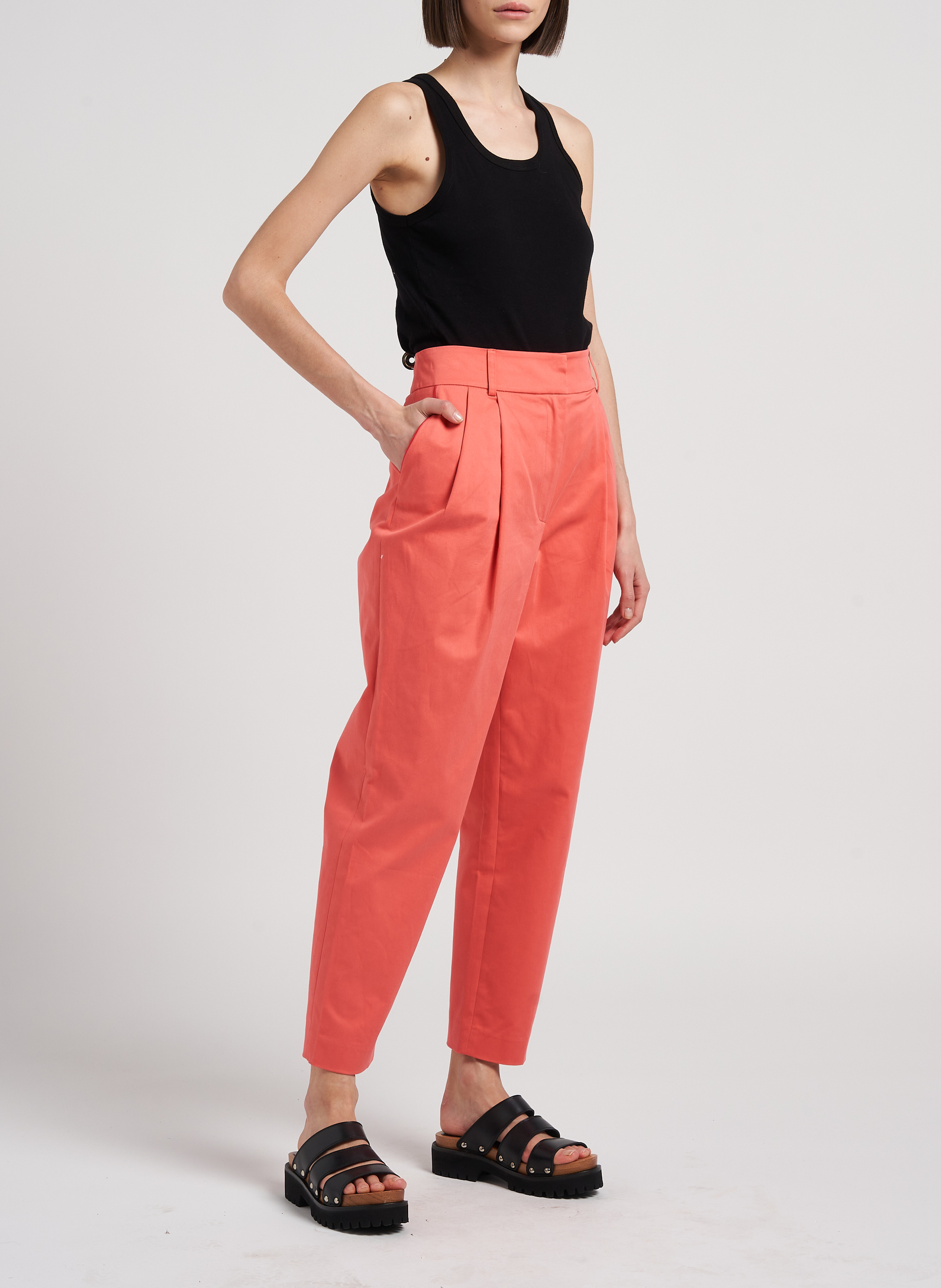 Pantalon à pinces en coton mélangé  HEIMSTONE Orange