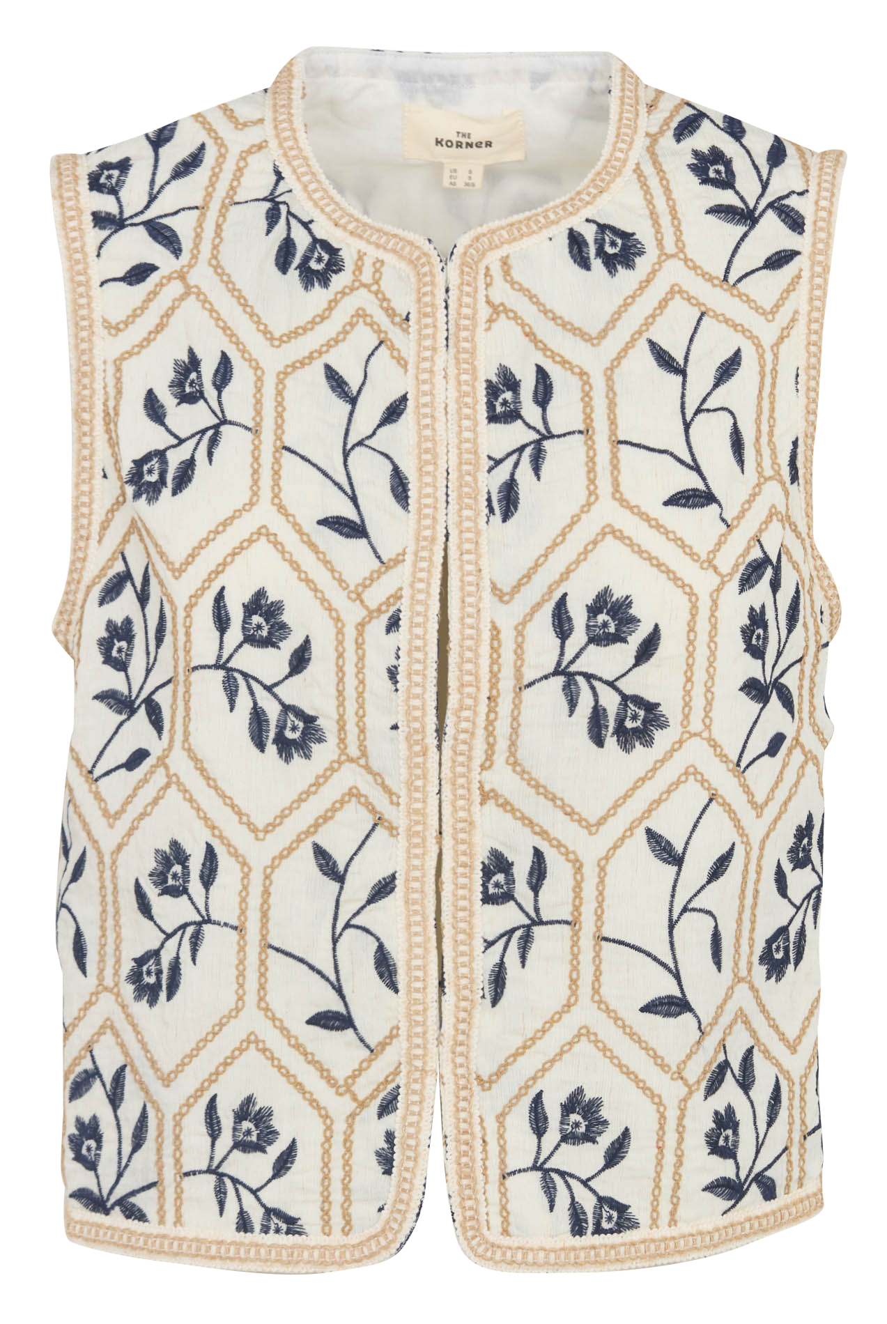 Jas met ronde hals en borduursel THE KORNER Blauw