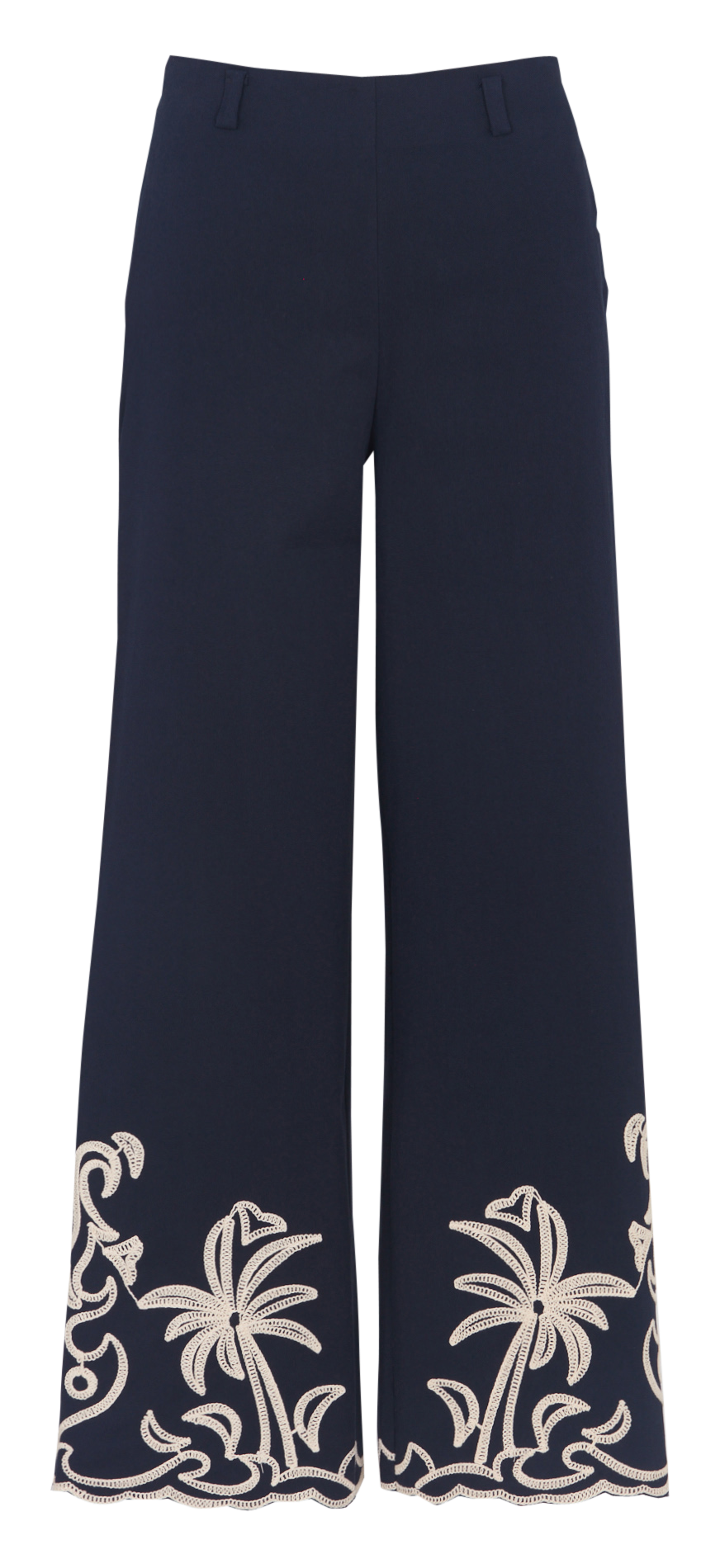 Pantalon large en coton brodé THE KORNER Bleu