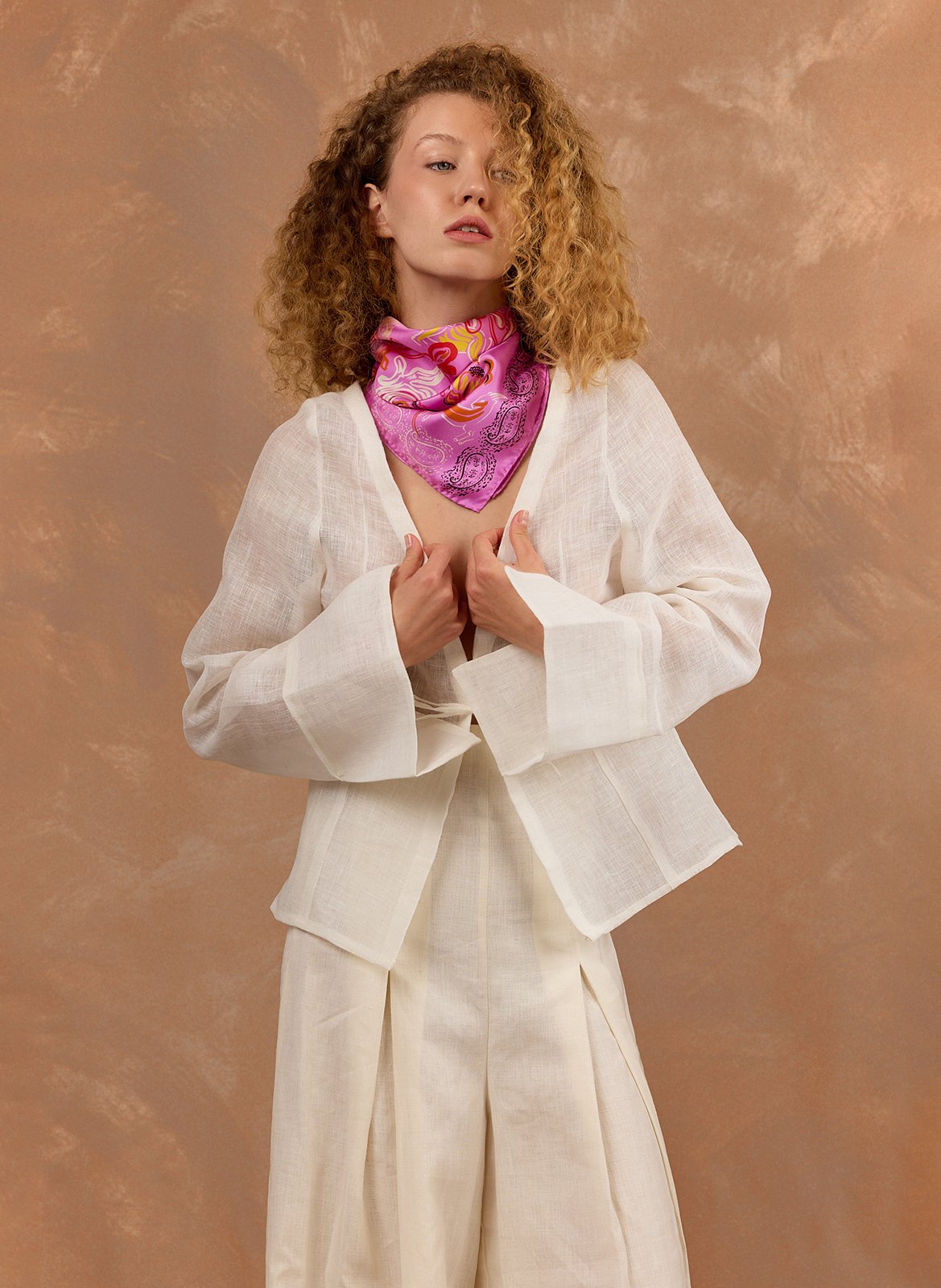 Seidenschal mit Druck PETITJEAN PARIS Rosa