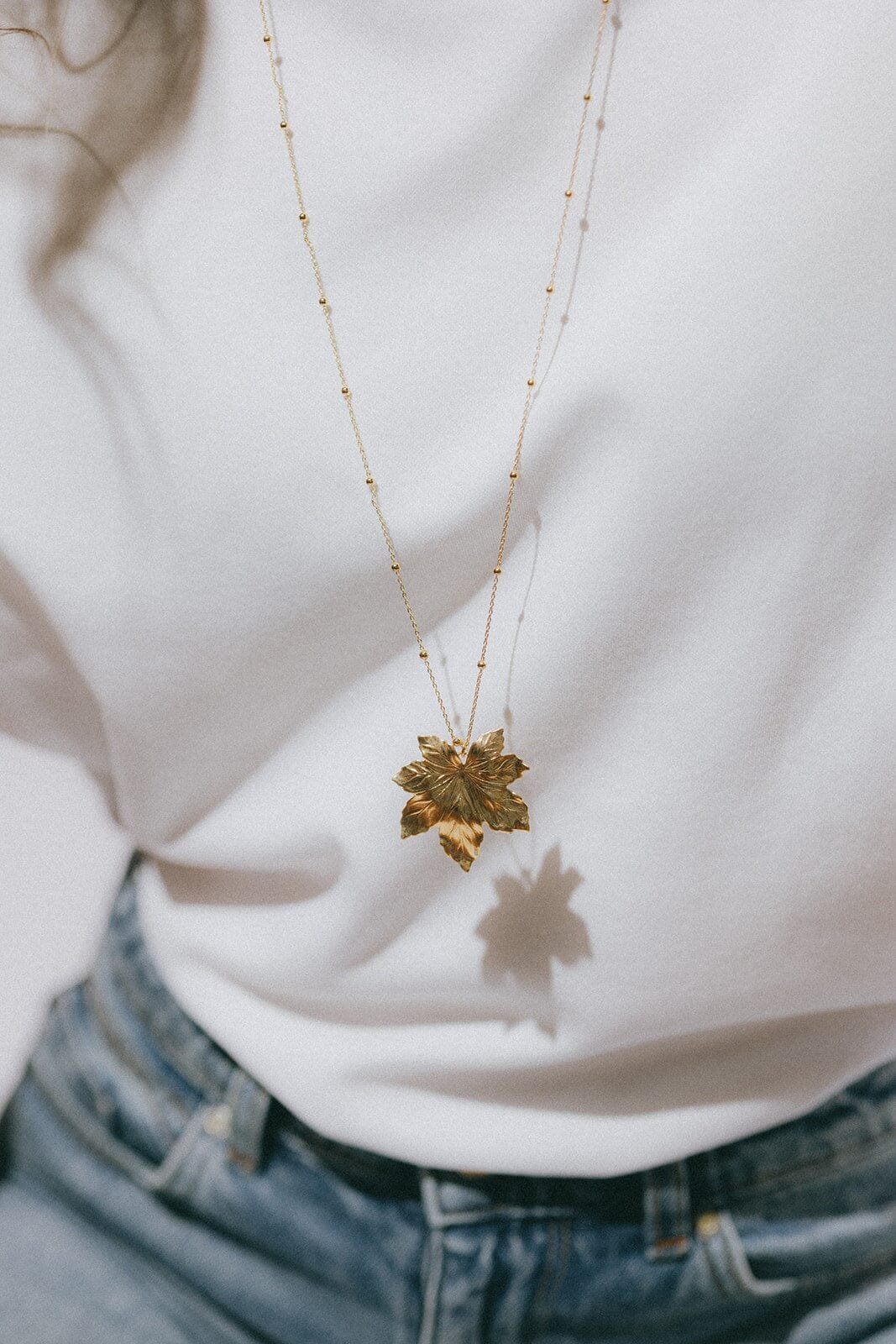 Gold-plated leaf pendant MONSIEUR SIMONE Silver