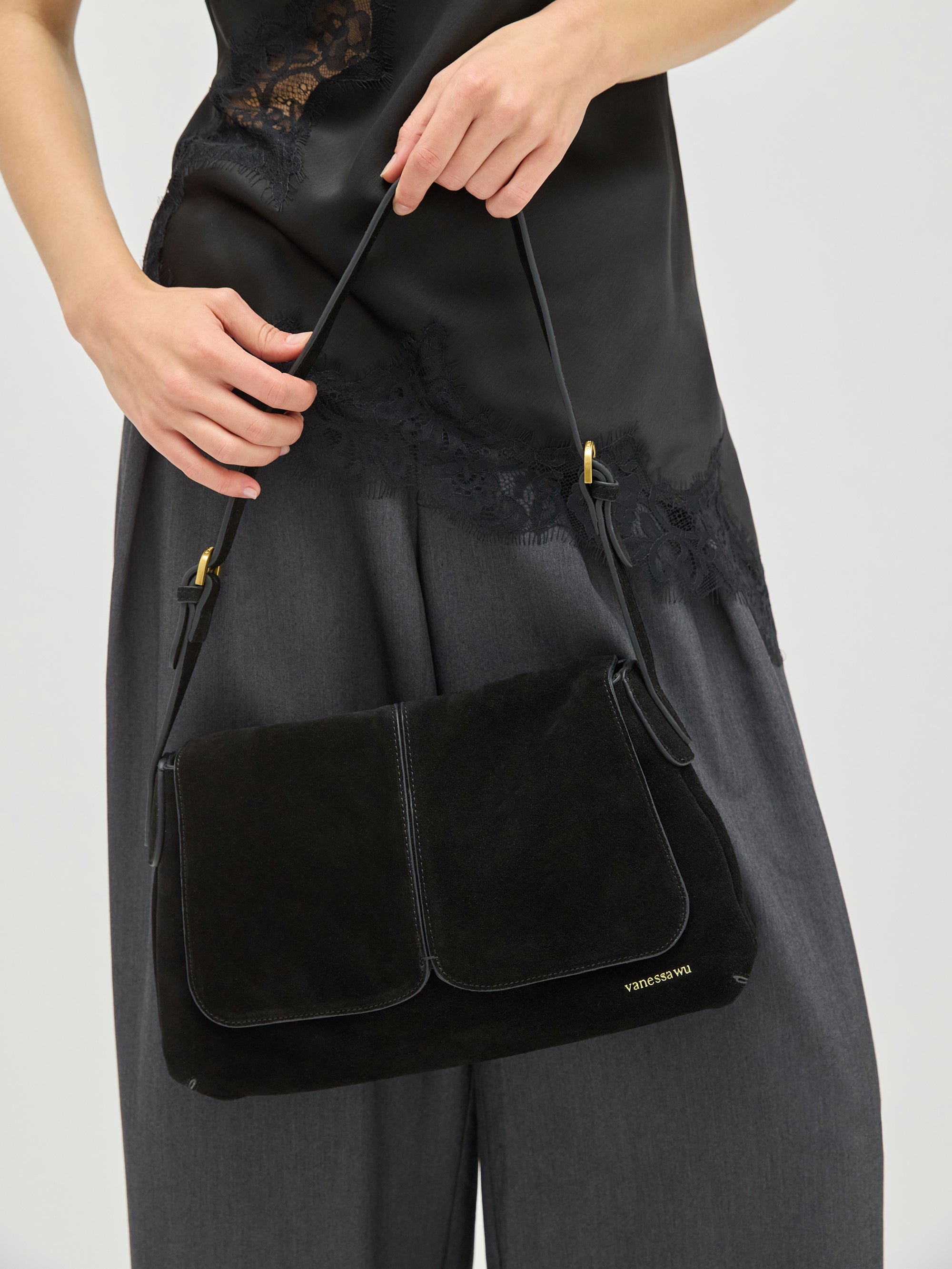 Crossbody bag with flap VANESSA WU Black