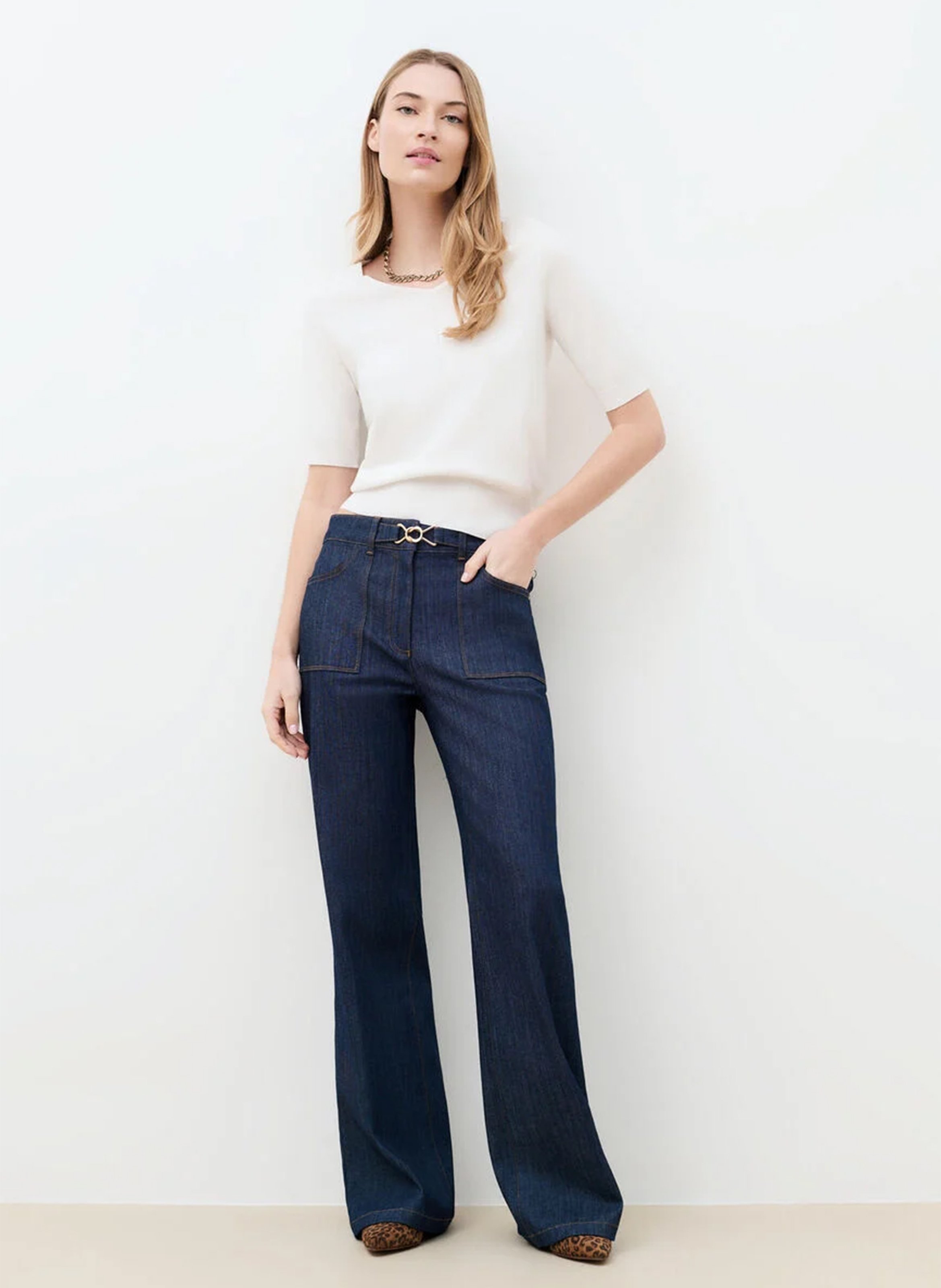 Jean droit en coton mélangé CAROLL Bleu