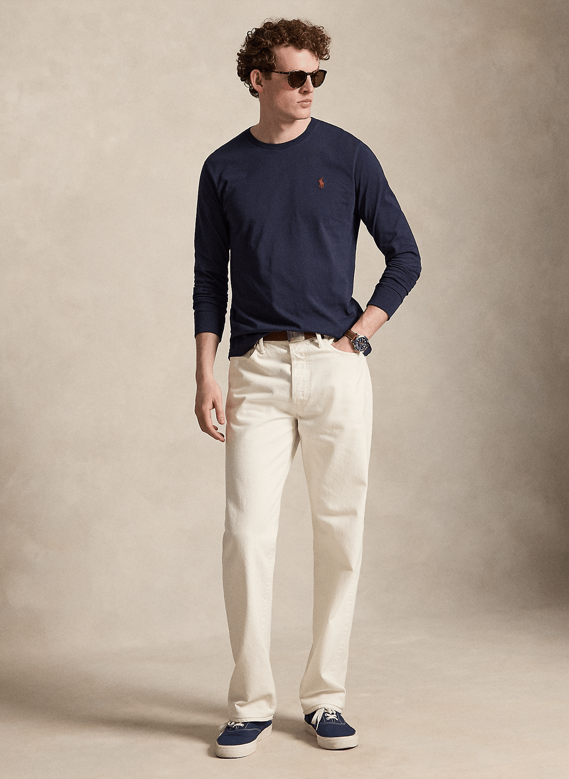 Tee-shirt col rond slim-fit en coton POLO RALPH LAUREN Bleu