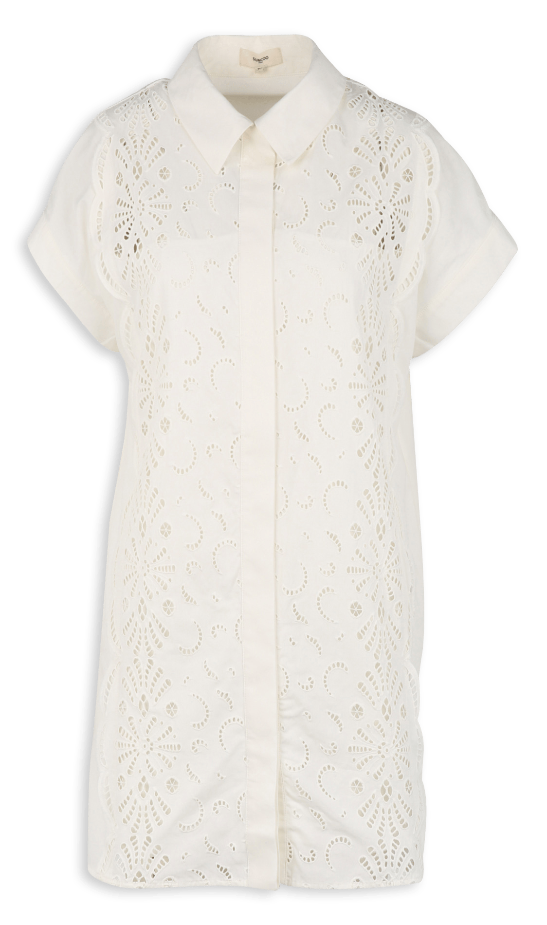 Robe courte brodée en coton SUNCOO Blanc