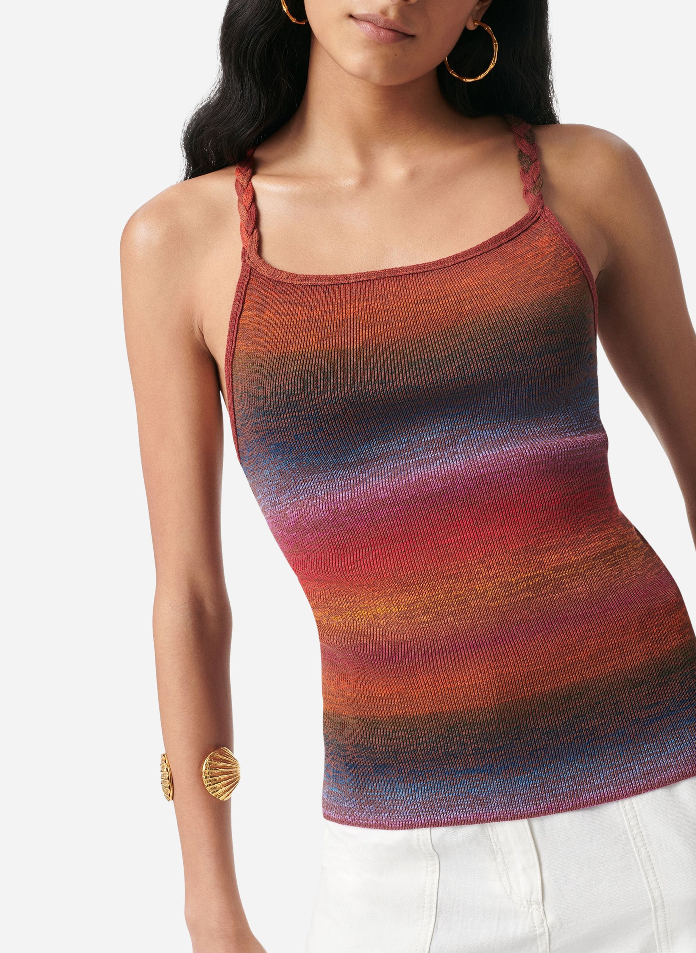 Top de mezcla de algodón con cuello cuadrado VANESSA BRUNO Multicolor