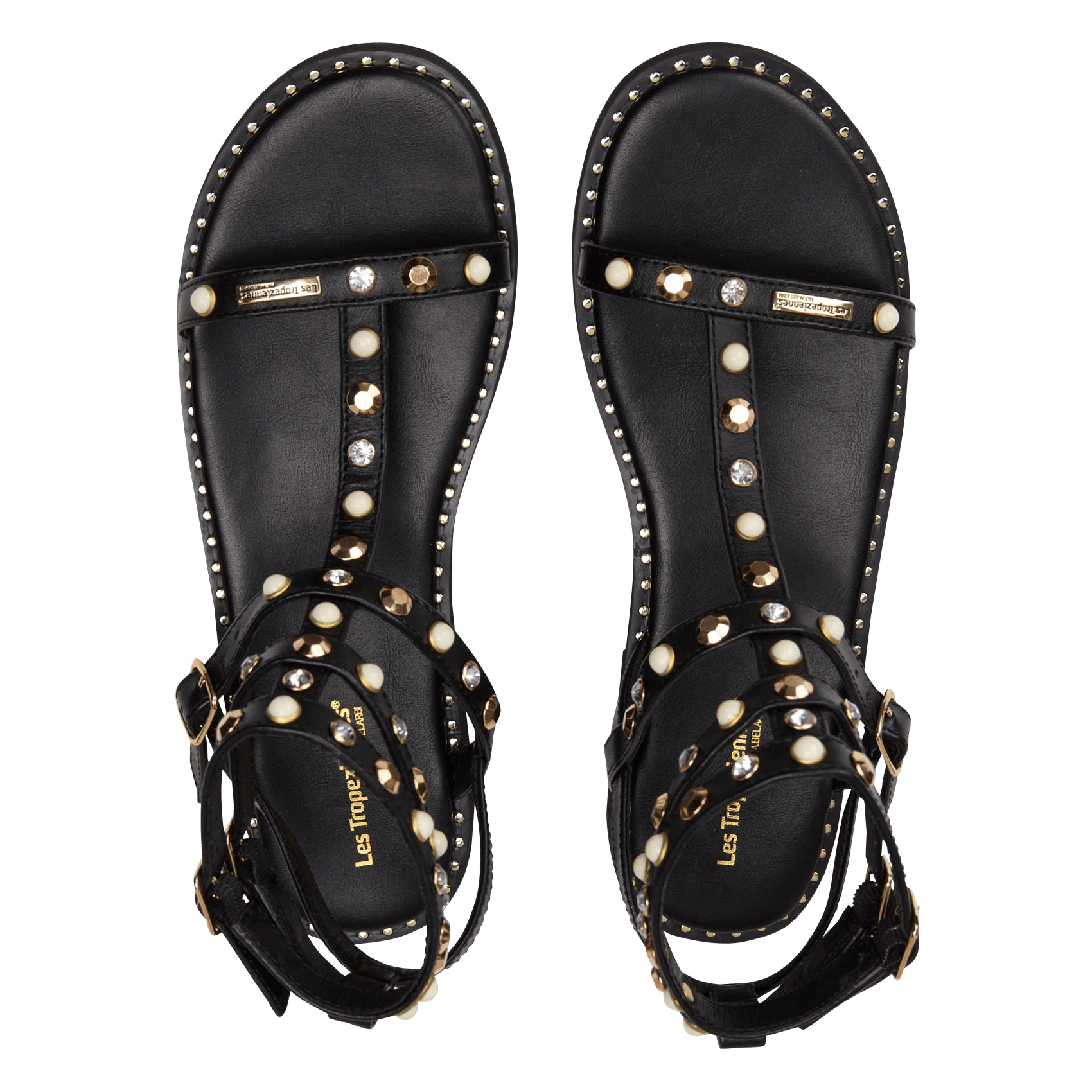 Platte, leren sandalen LES TROPEZIENNES PAR M.BELARBI Zwart