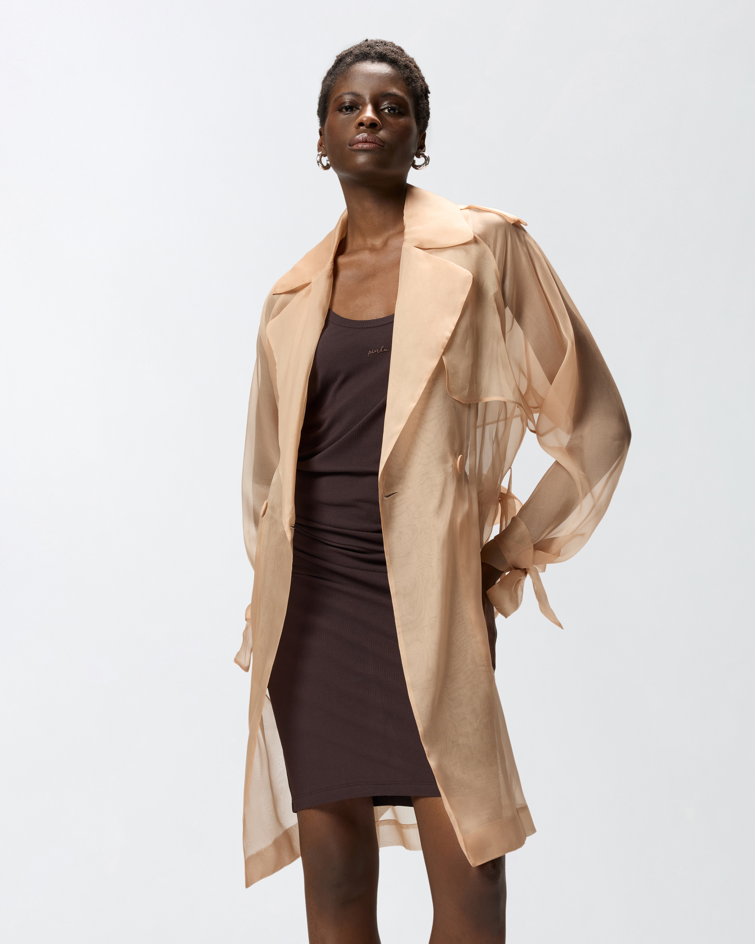 Trench en organza de soie PINKO Rose