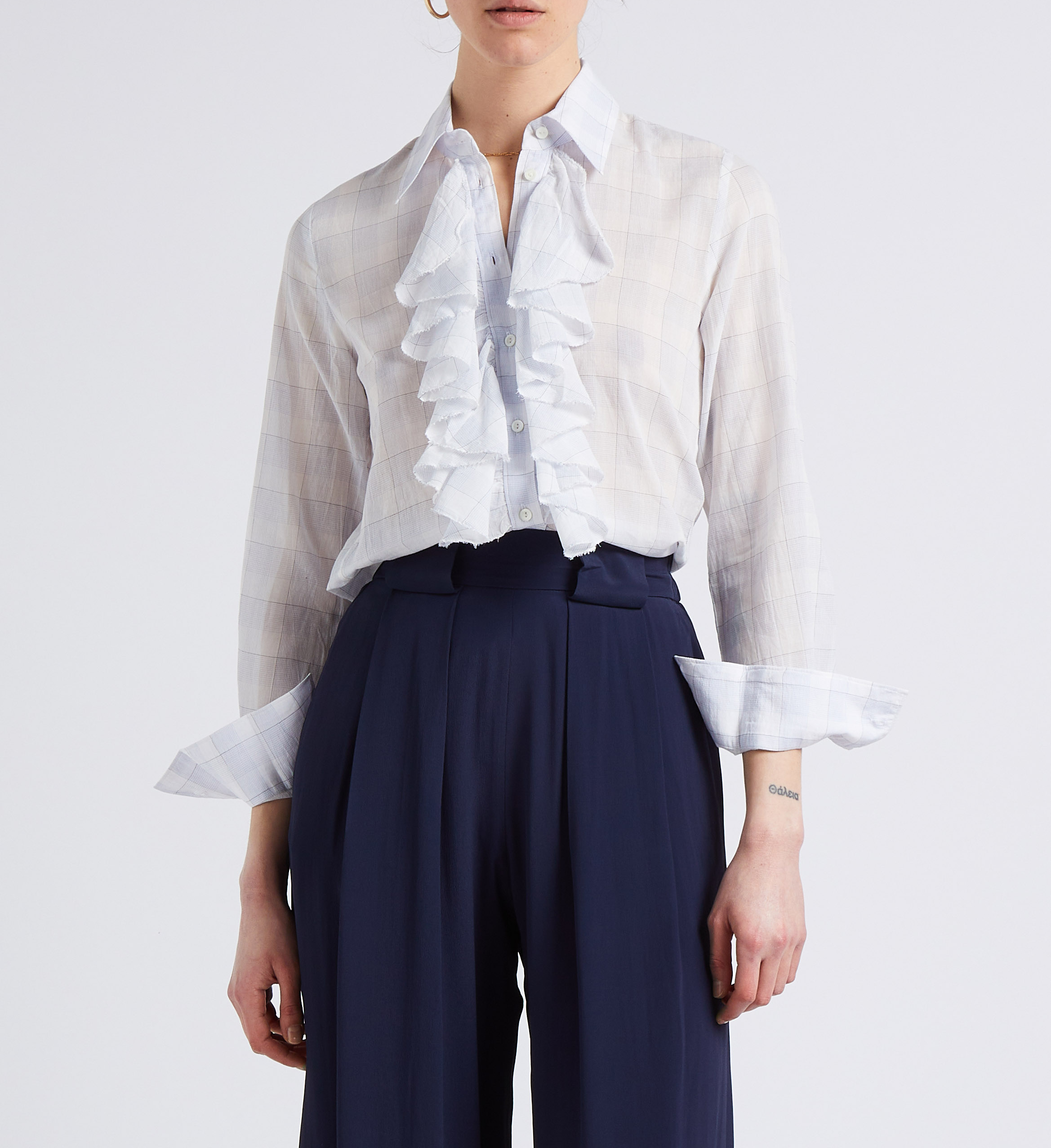 Camisa de algodón con cuello clásico DIEGA Blanco