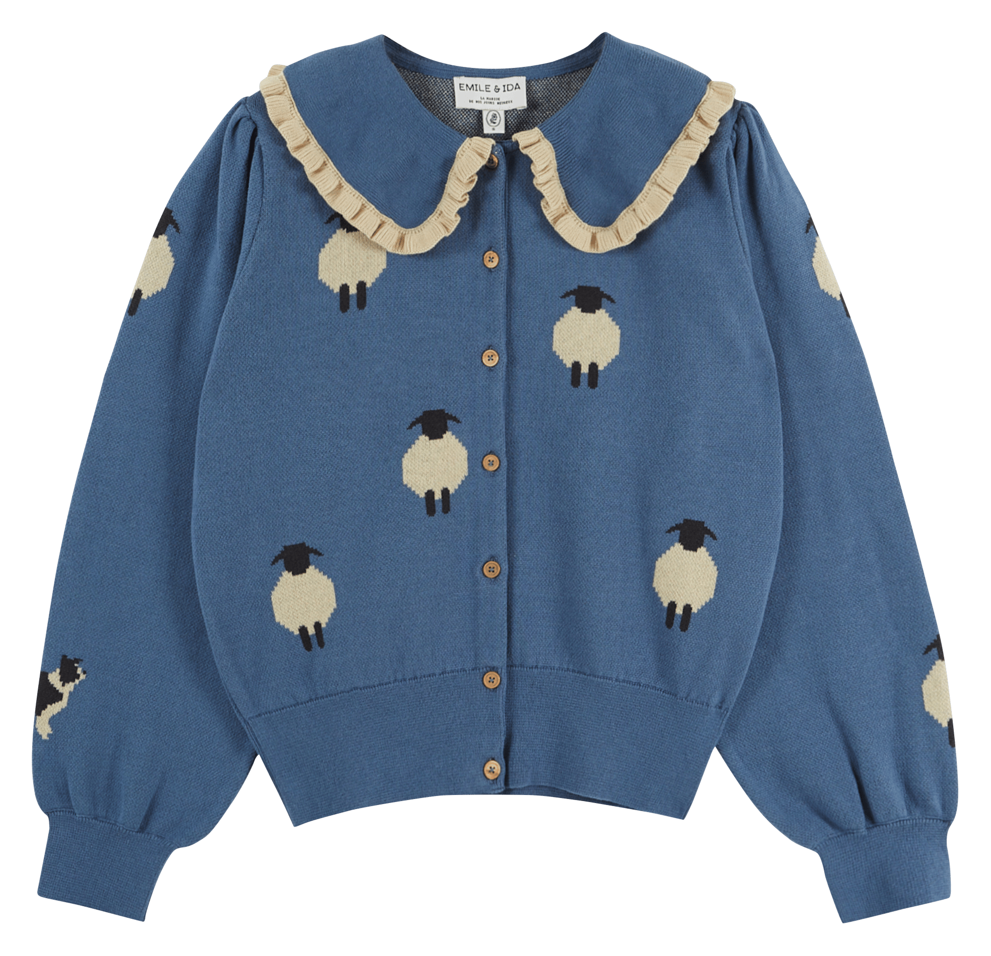 Chaleco oversize con cuello clásico en algodón orgánico estampado EMILE ET IDA Azul