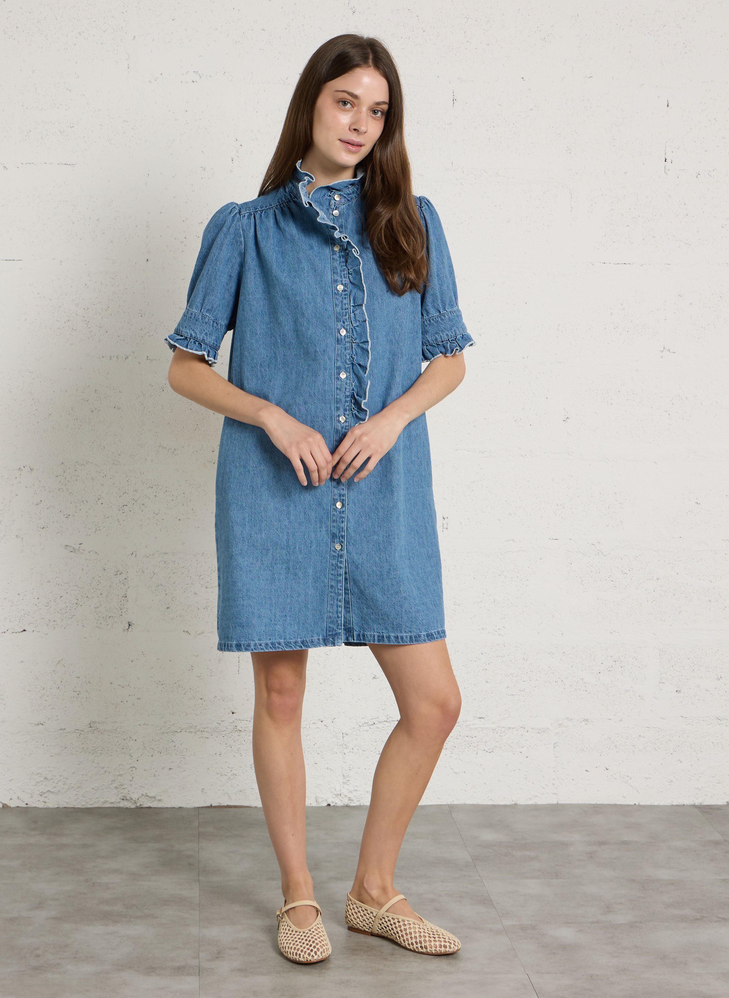 Robe courte en denim SUZIE WINKLE Bleu