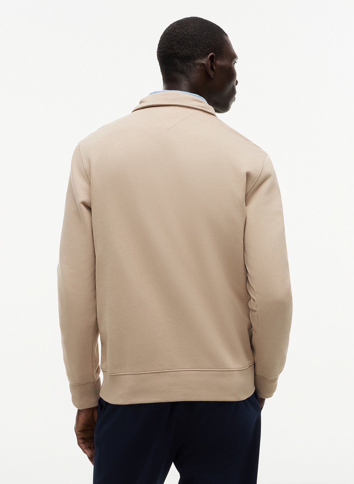 Rechte, katoenen trui met opstaande kraag Beige