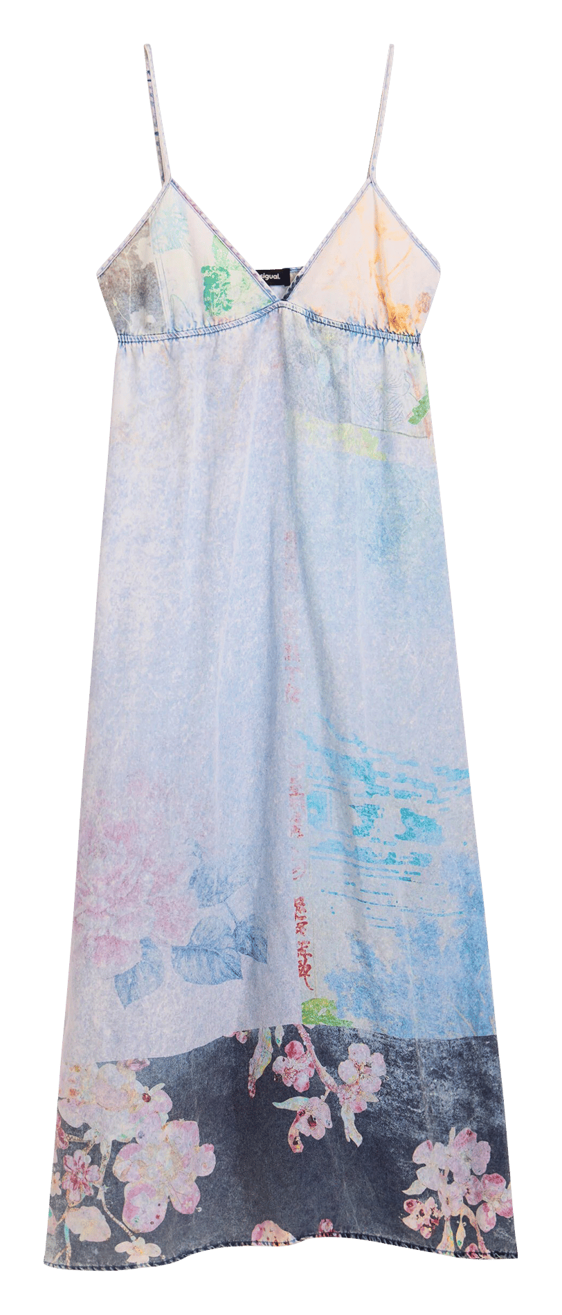 Robe longue col V  DESIGUAL Bleu