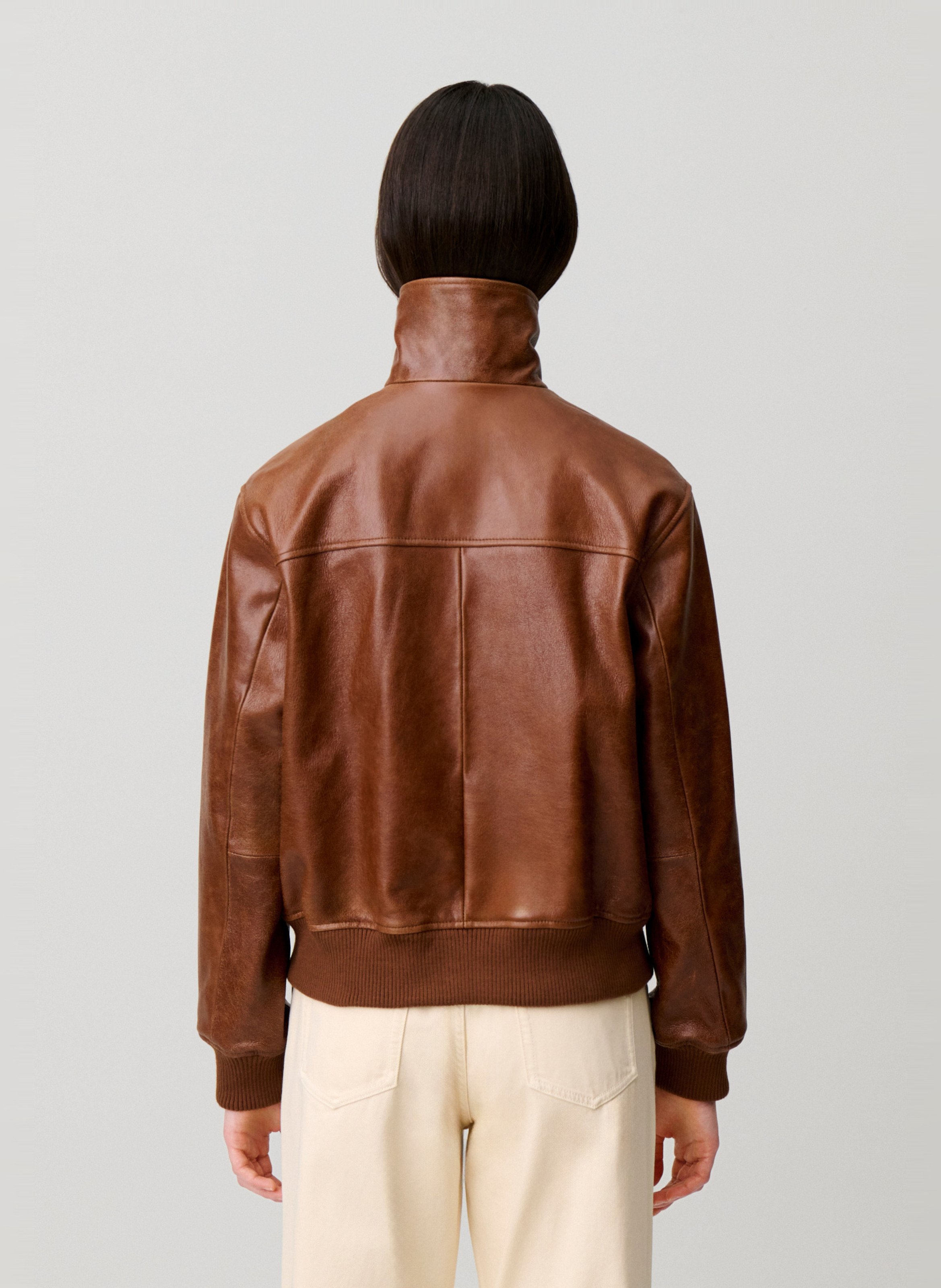 Blouson large en cuir CLAUDIE PIERLOT Marron