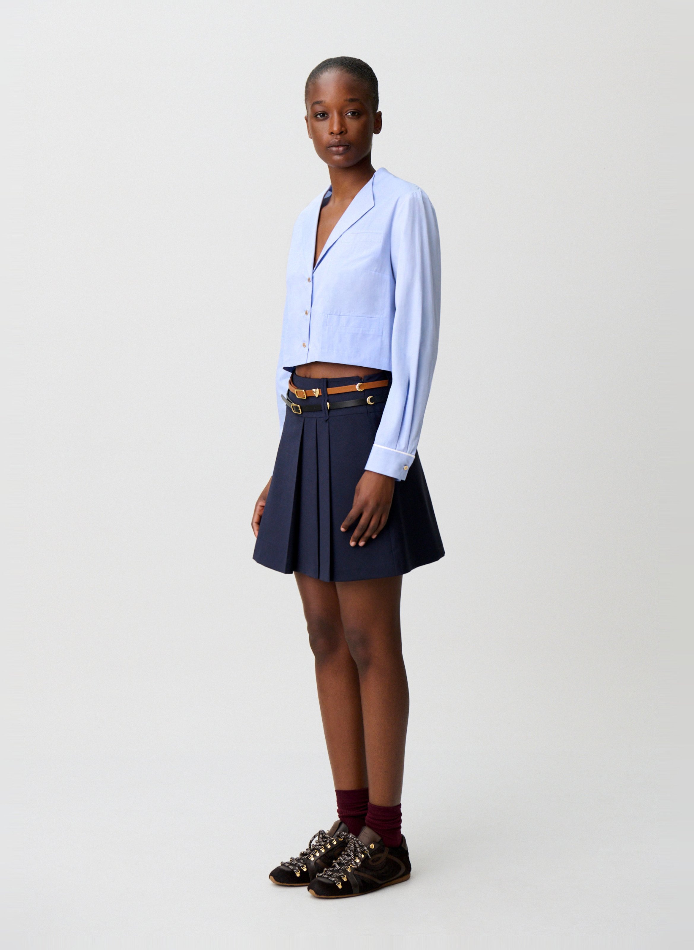 Katoenen blouse met V-hals CLAUDIE PIERLOT Blauw