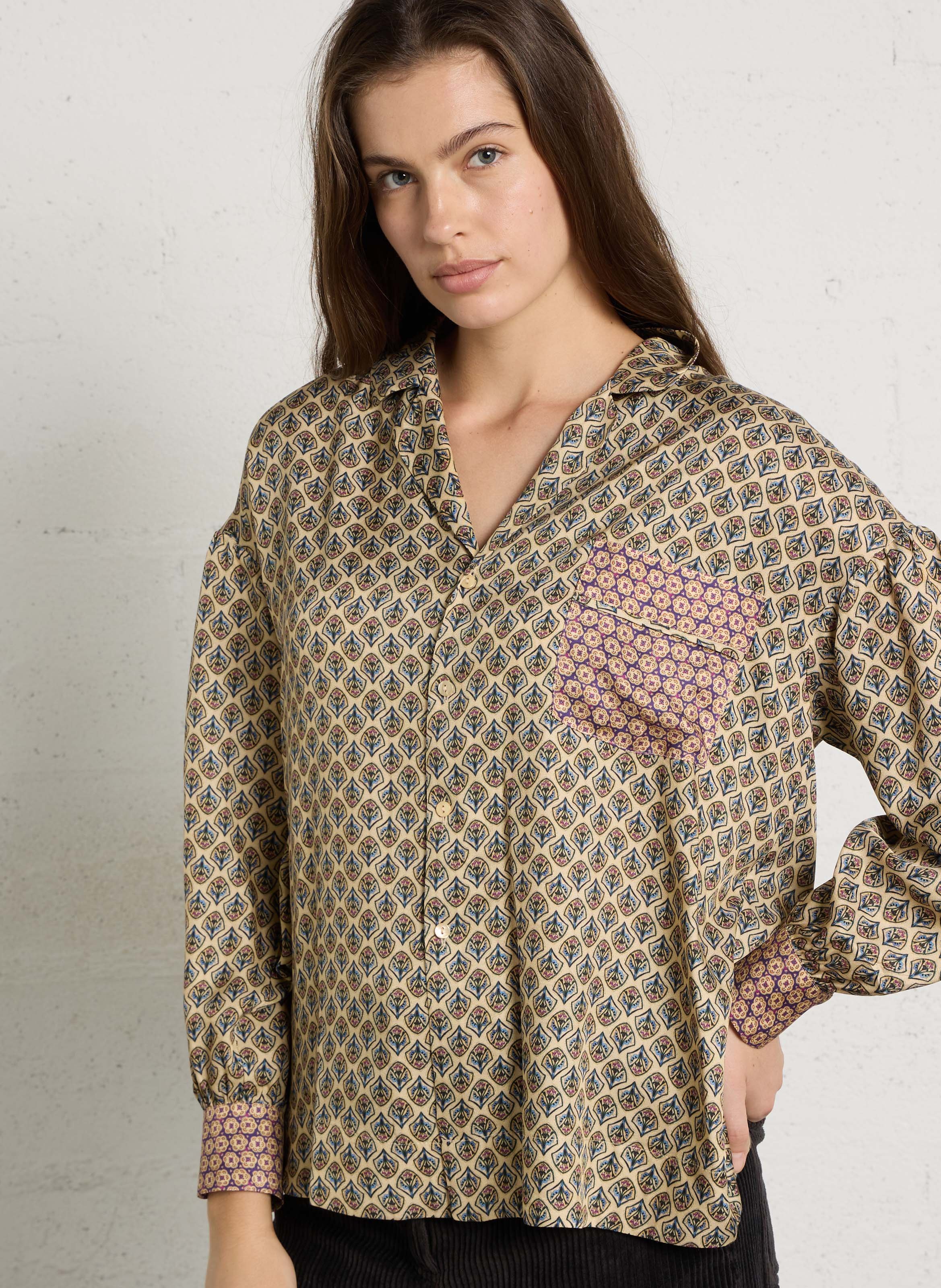 Tailored collar straight printed shirt MOMONI Multicolored