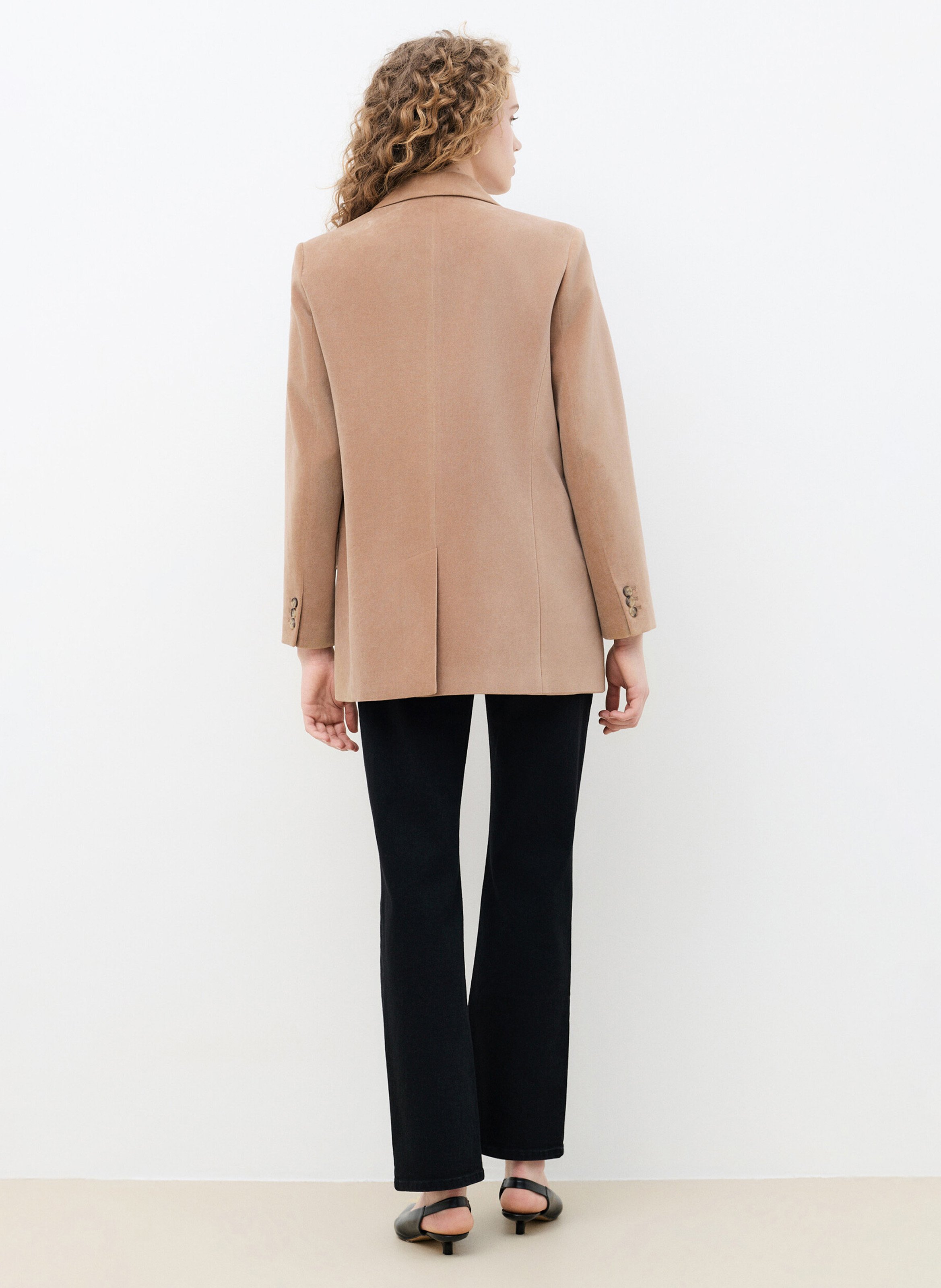 Loose-fit solid color cotton blazer CAROLL Brown
