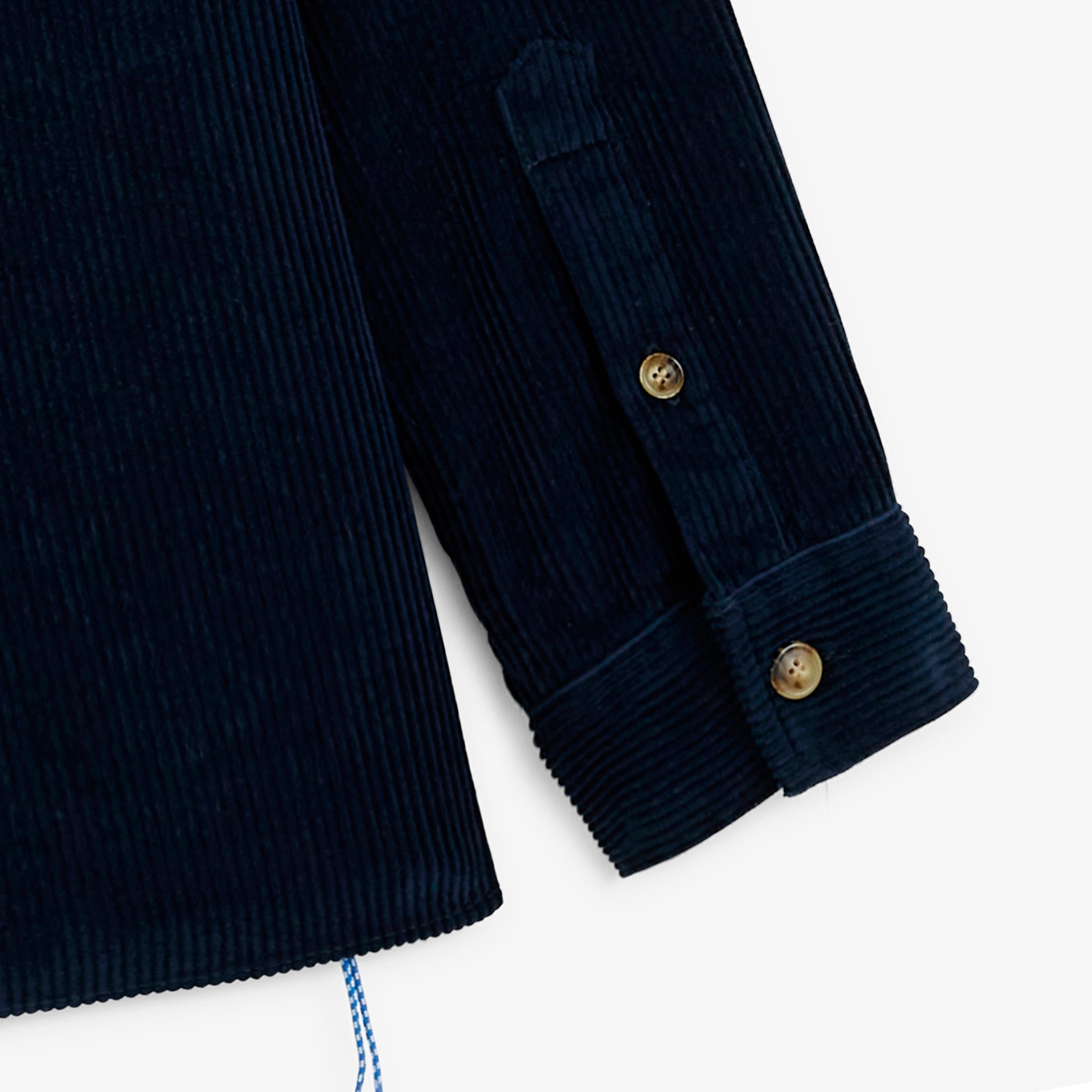 Long-sleeved shirt in navy blue pigment-dyed velvet by sbplay. SERGE BLANCO Blue