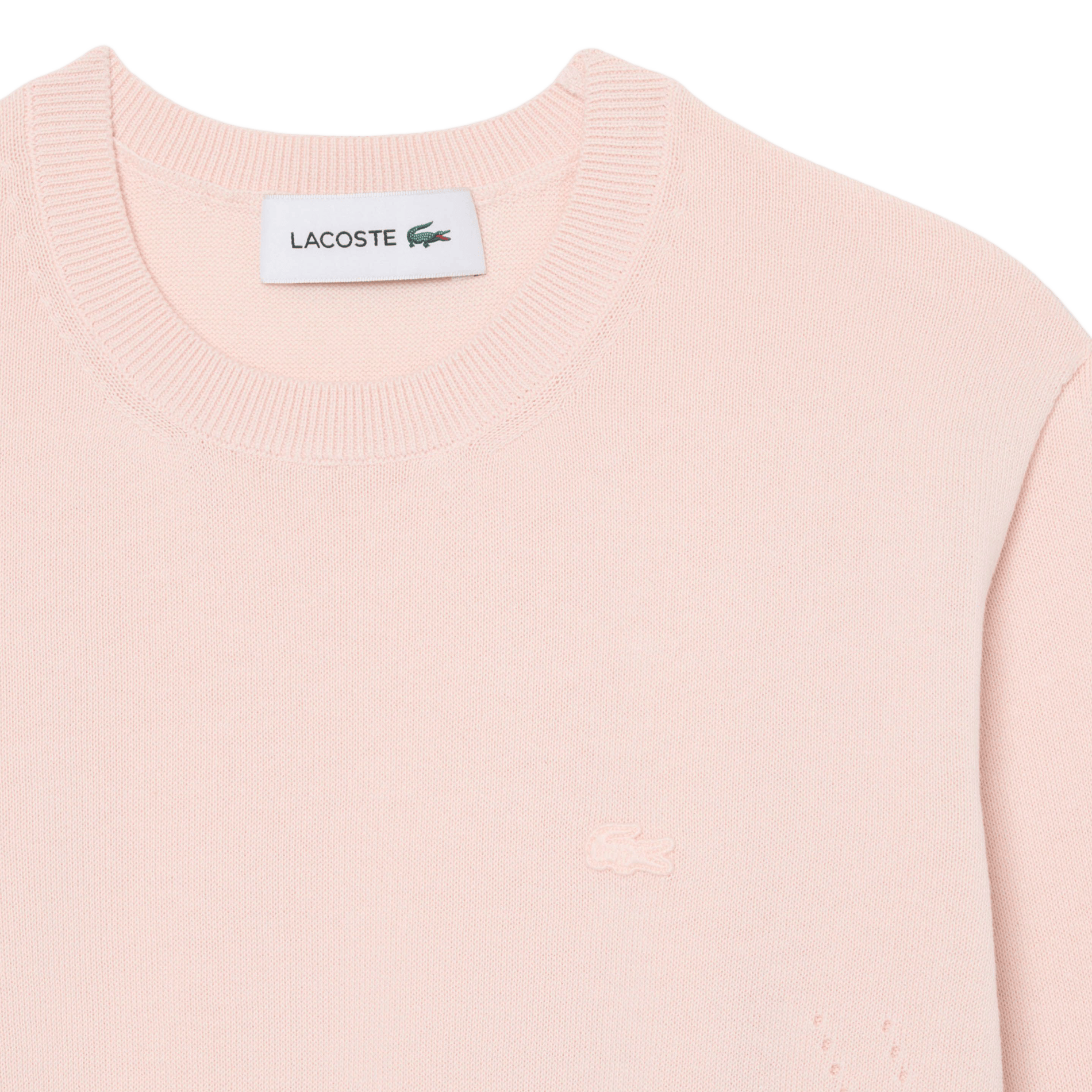 Pull droit col rond en coton LACOSTE Rose