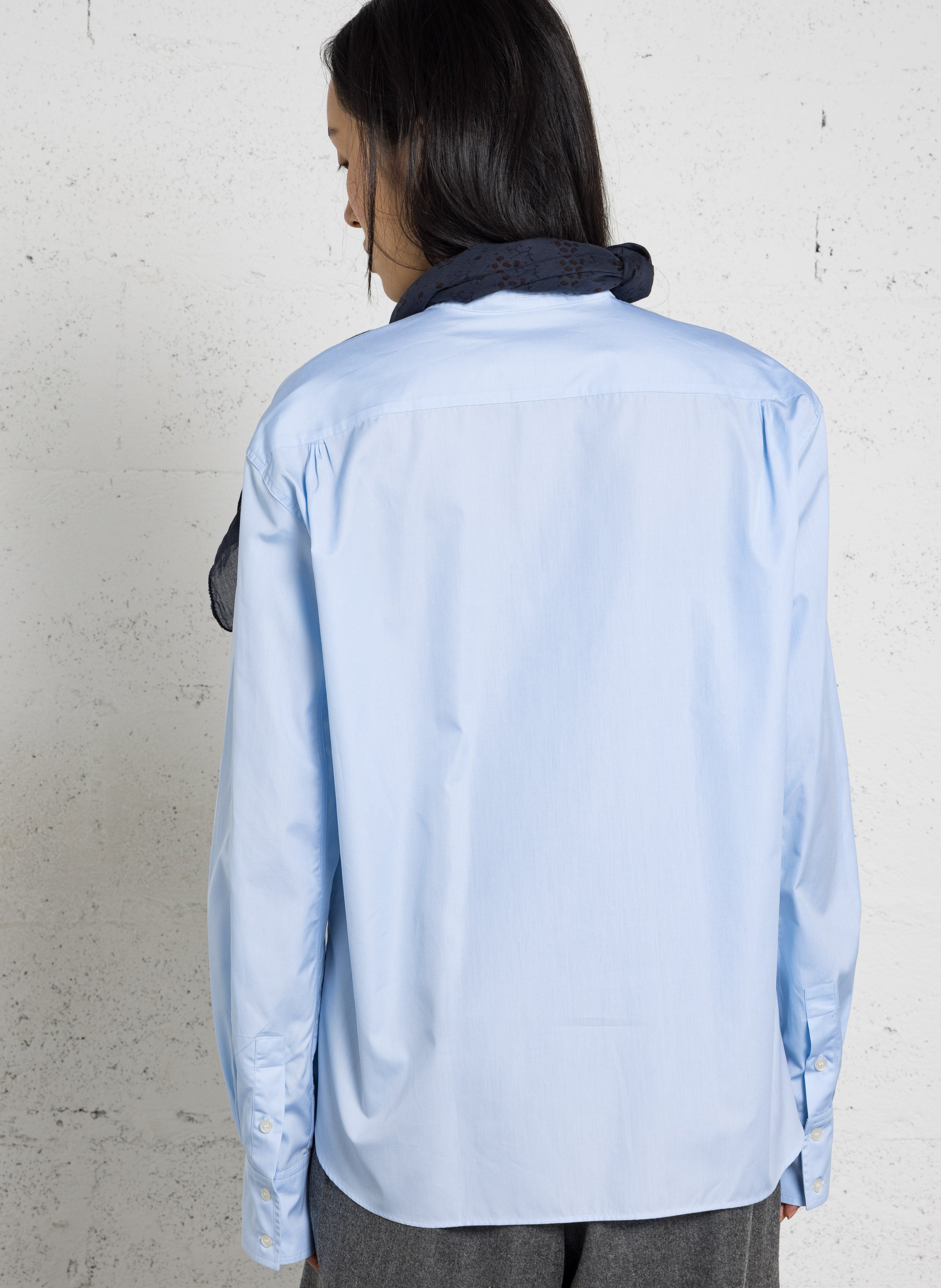 Cotton classic-collar over-sized shirt SOEUR Blue