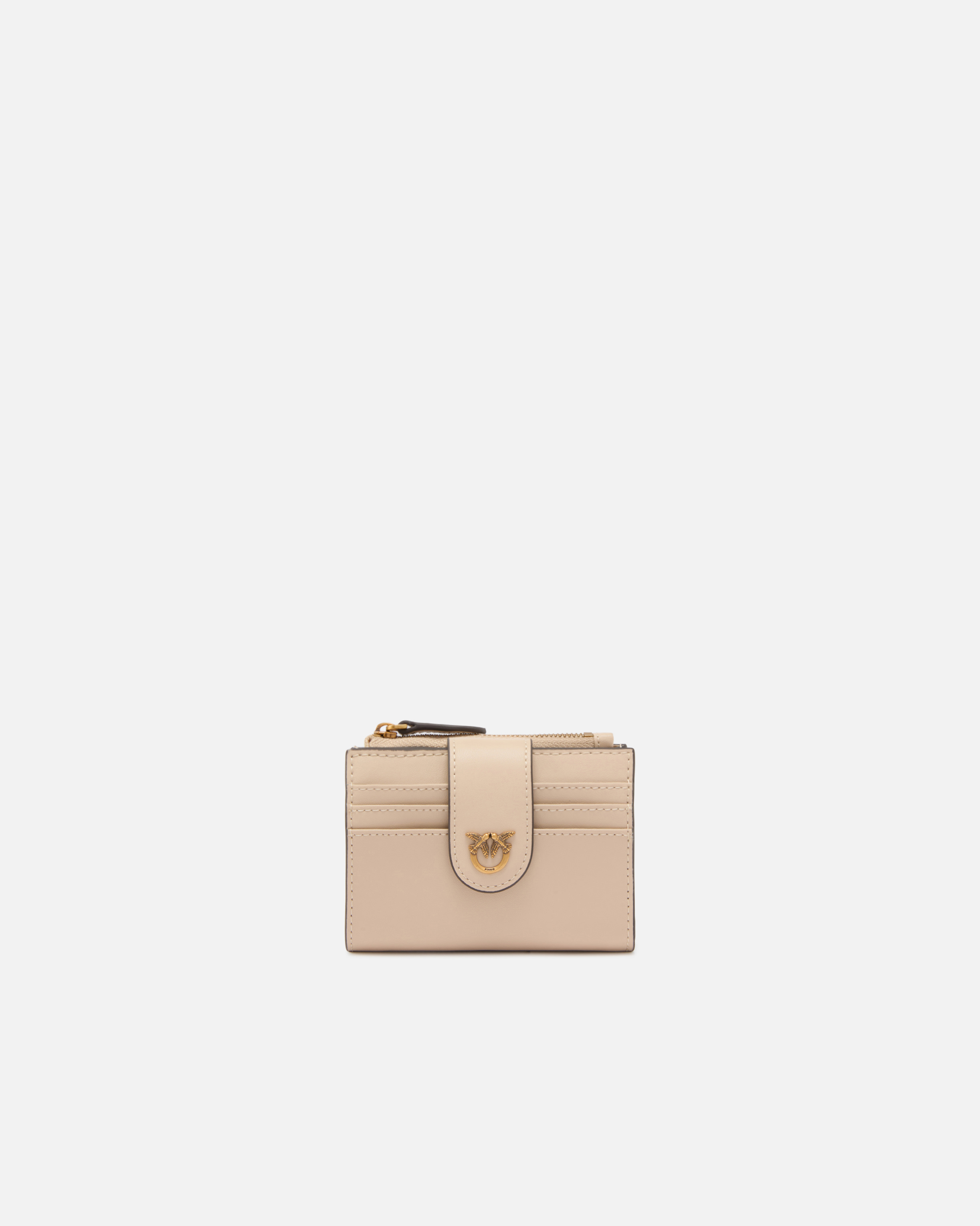 Petit portefeuille en cuir lisse à logo PINKO