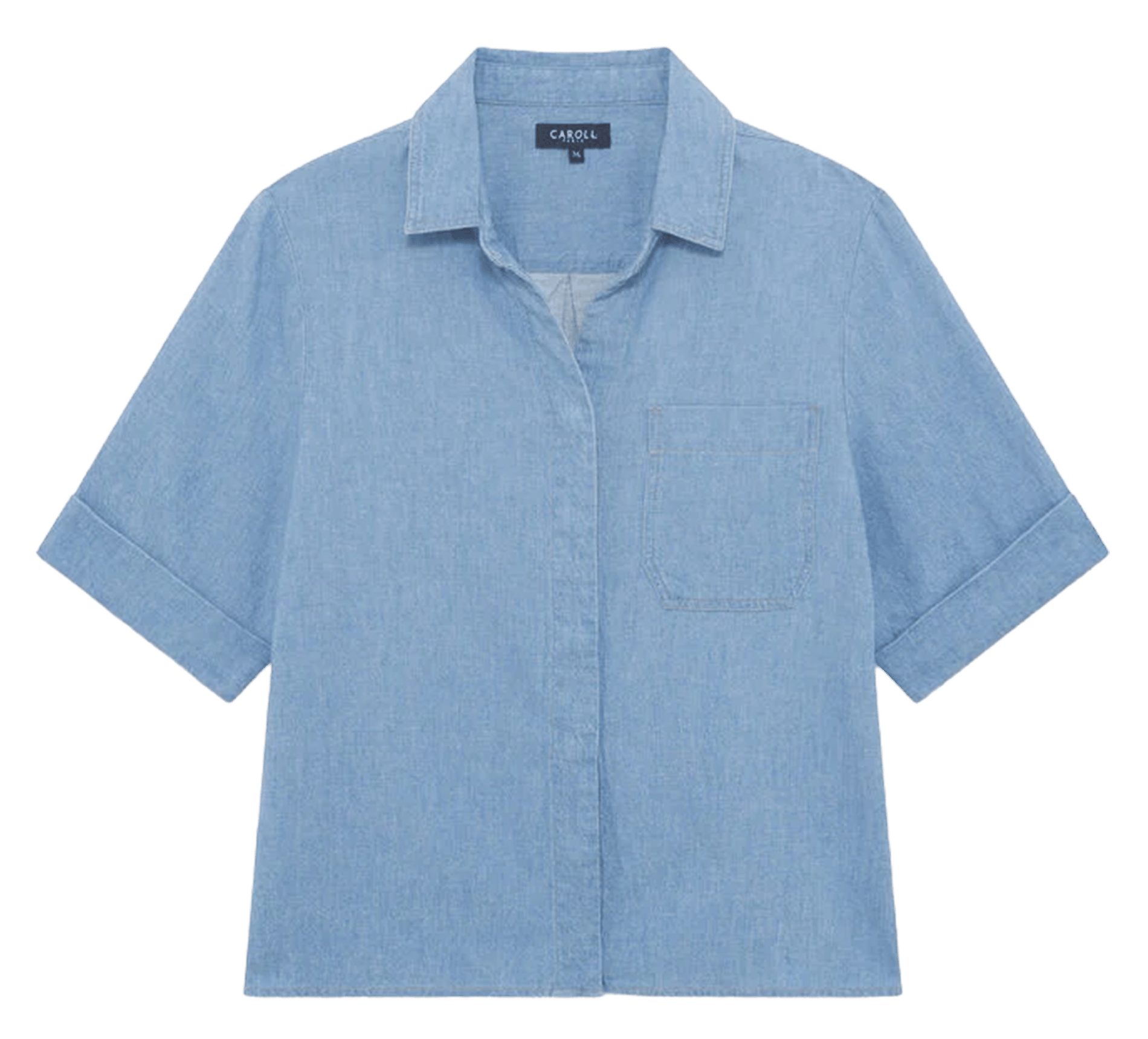 Gerade geschnittenes, geknöpftes Kurzkleid aus Leinen CAROLL Blau