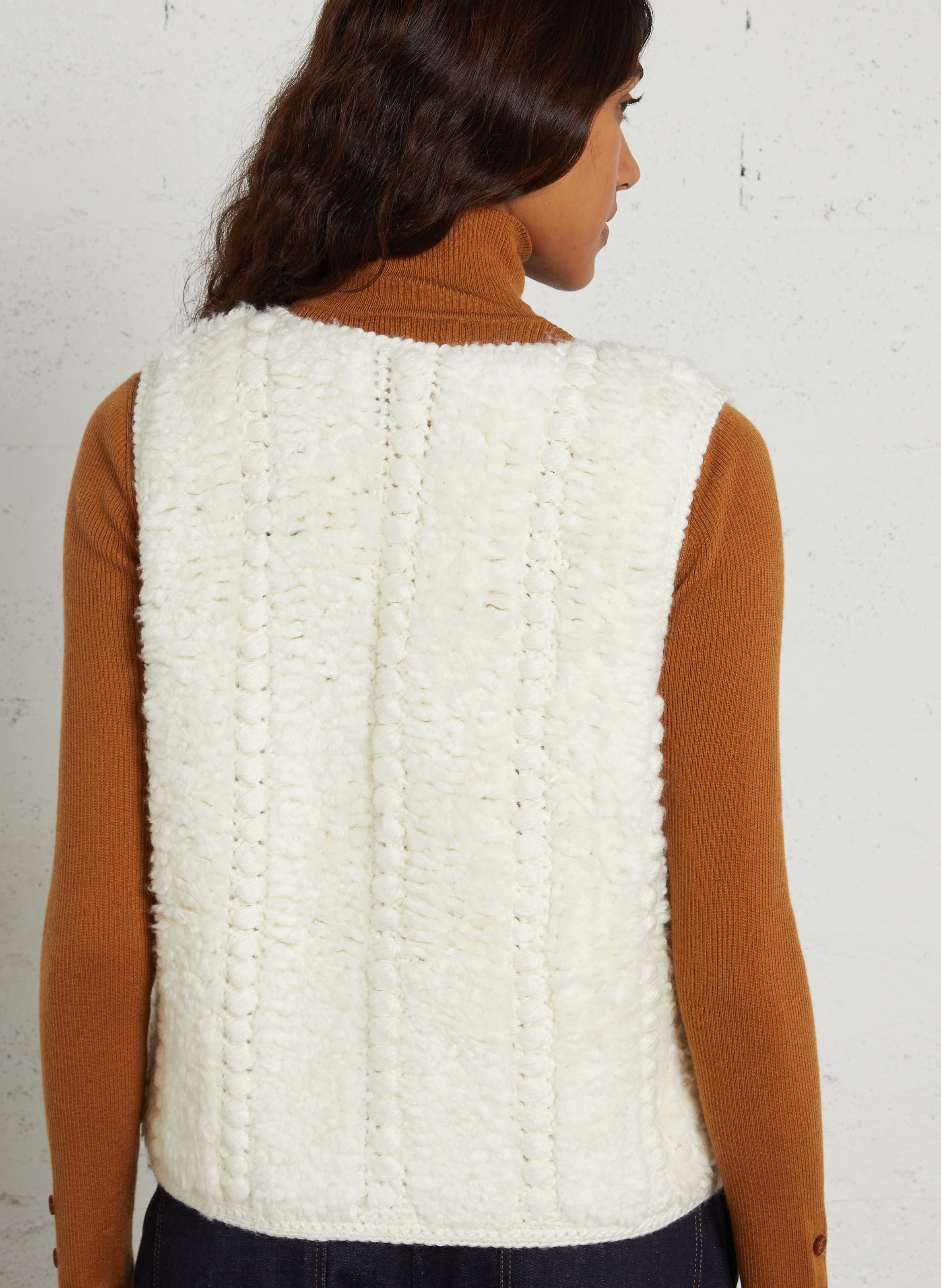 Gilet sans manche en maille MAISON 123 Blanc