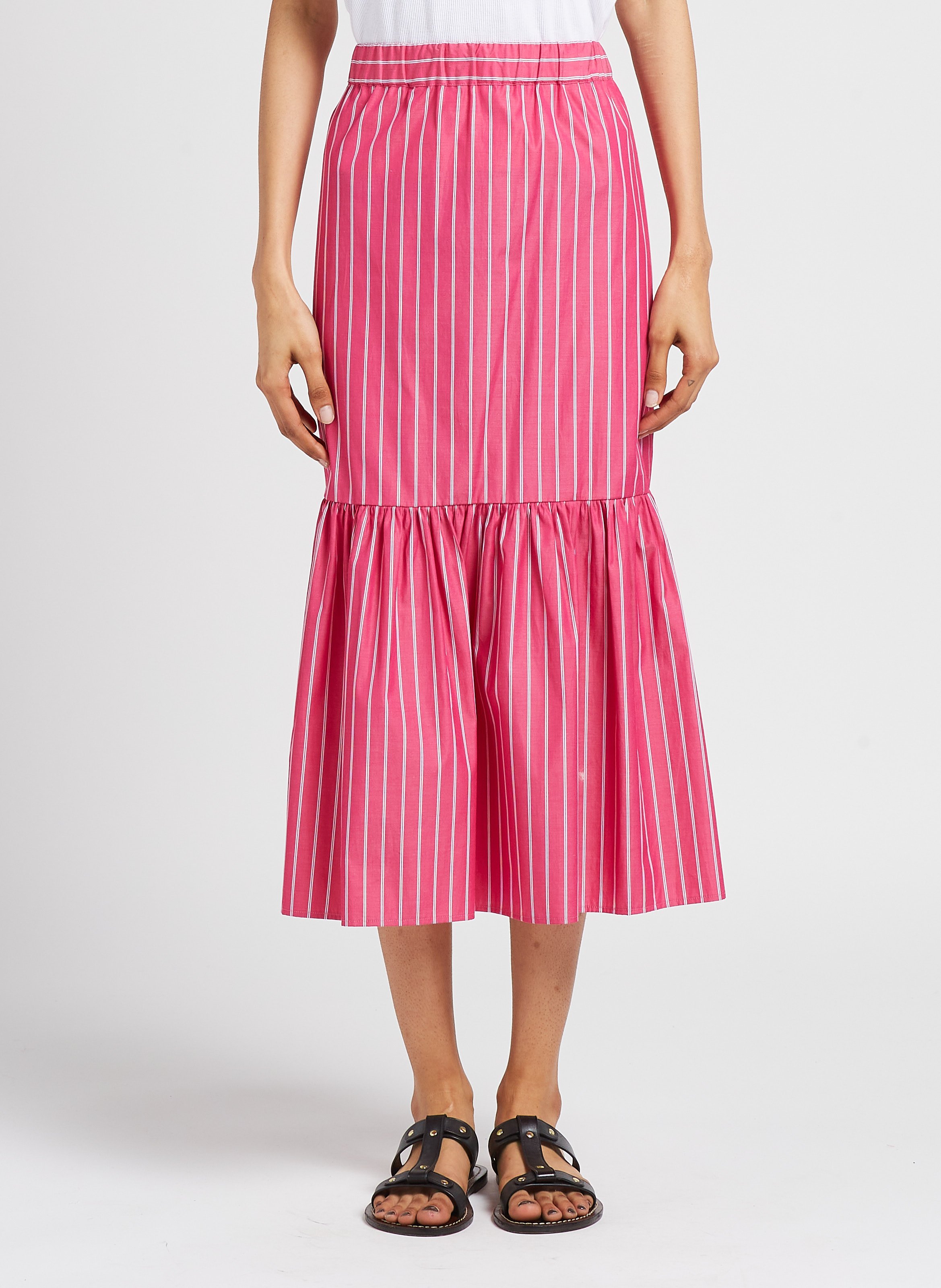 Halflange, katoenen rok met strepen MAX MARA LEISURE Roze