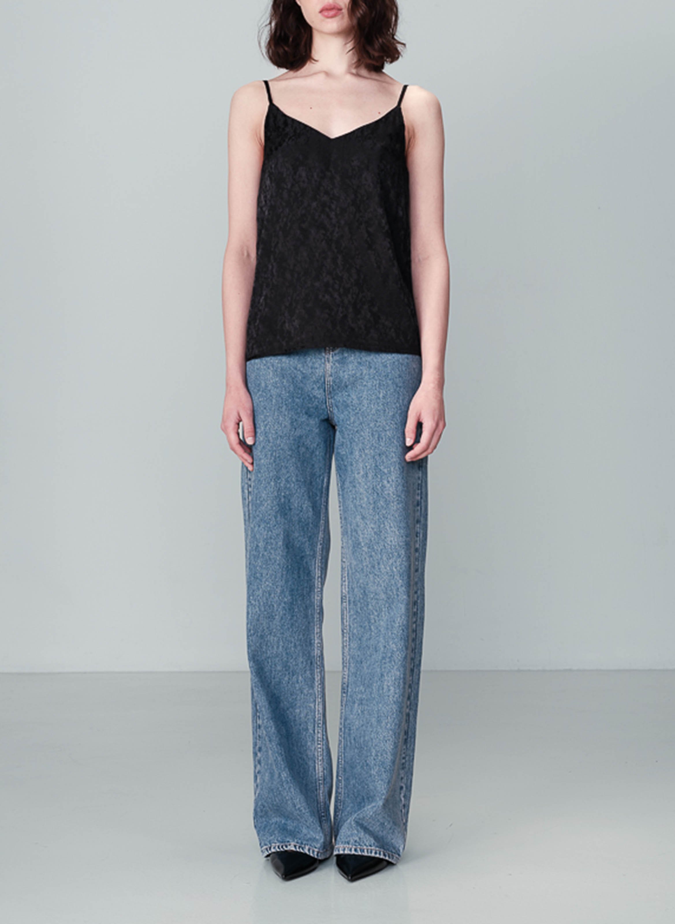 Straight jacquard tank top Black