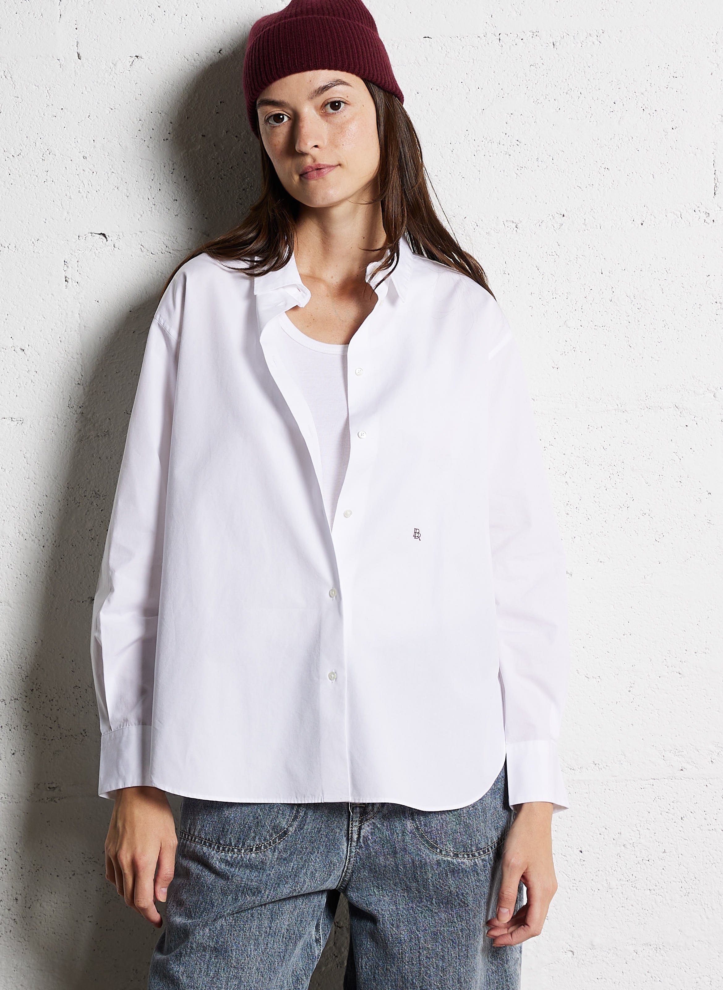 Katoenen blouse met klassieke kraag BELLEROSE Wit