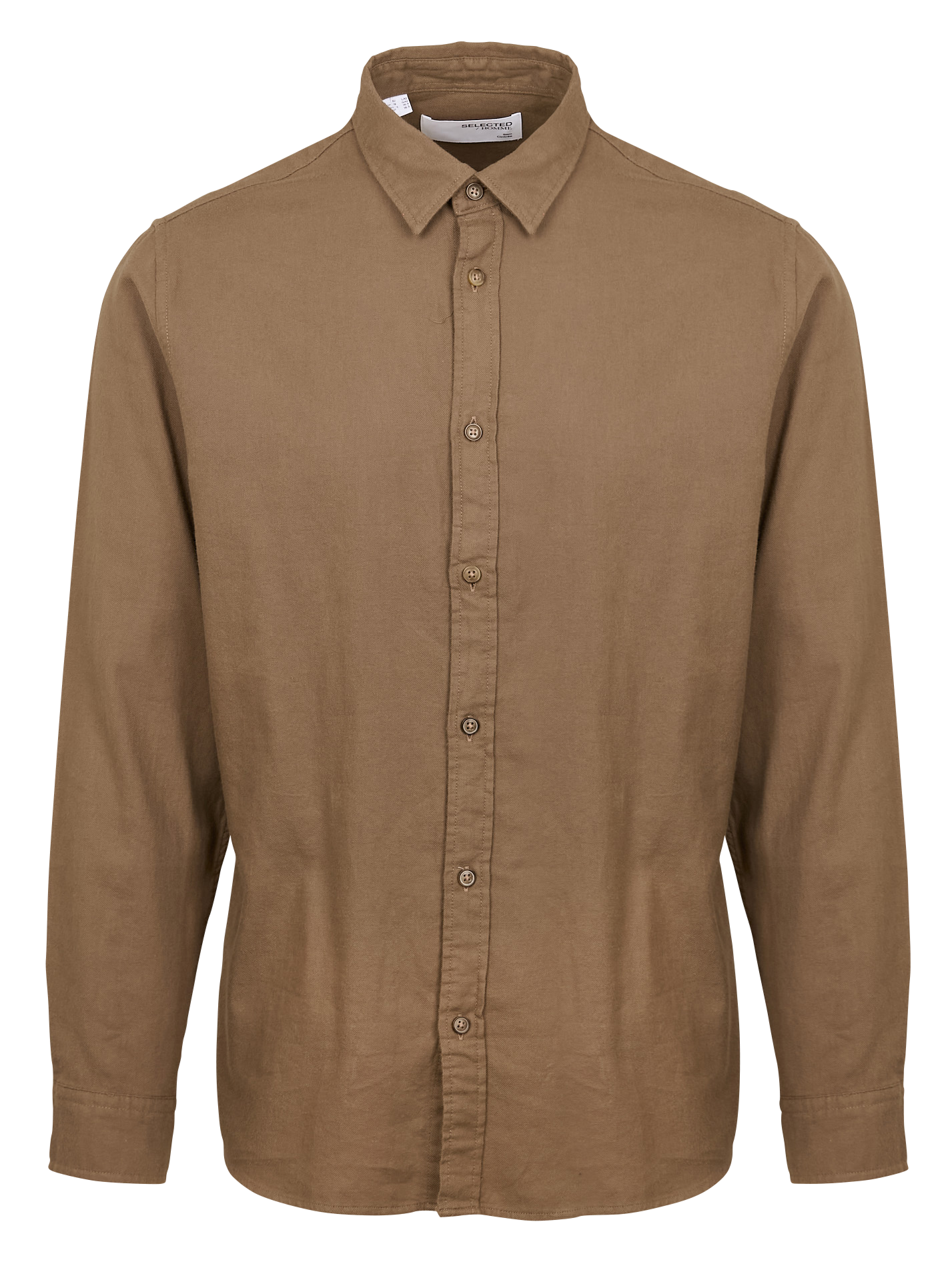 Gerade geschnittenes Hemd mit klassischem Kragen aus Baumwolle  Morel