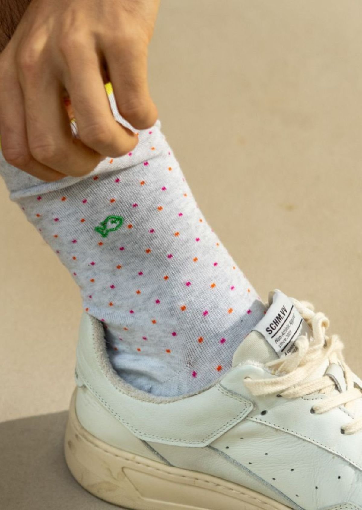 Combed cotton socks with polka dots BILLYBELT Grey