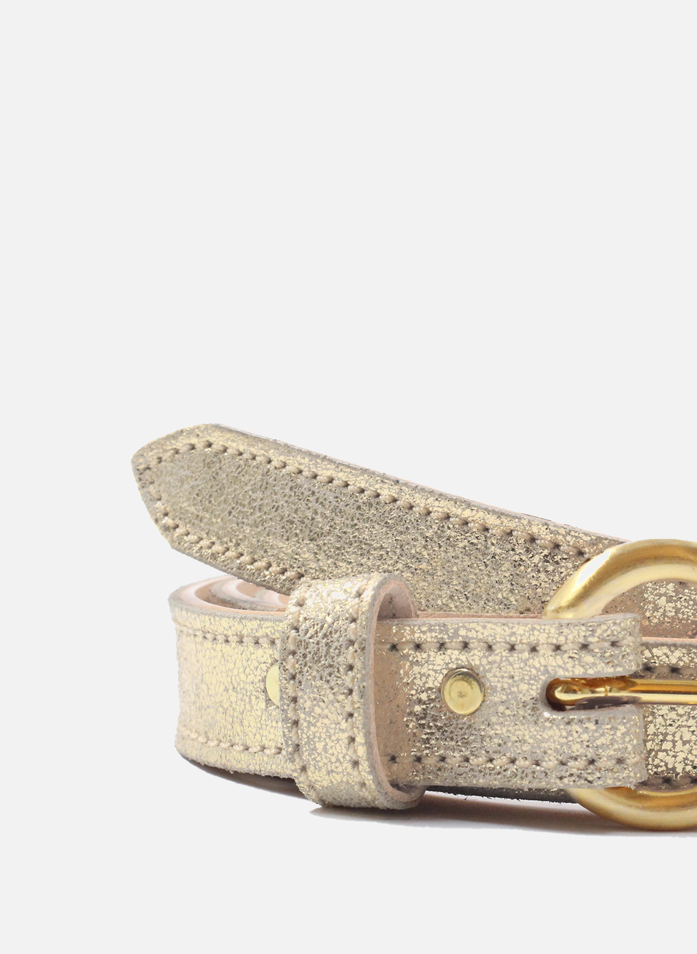 Gold metallic leather buckle belt JULES & JENN Golden