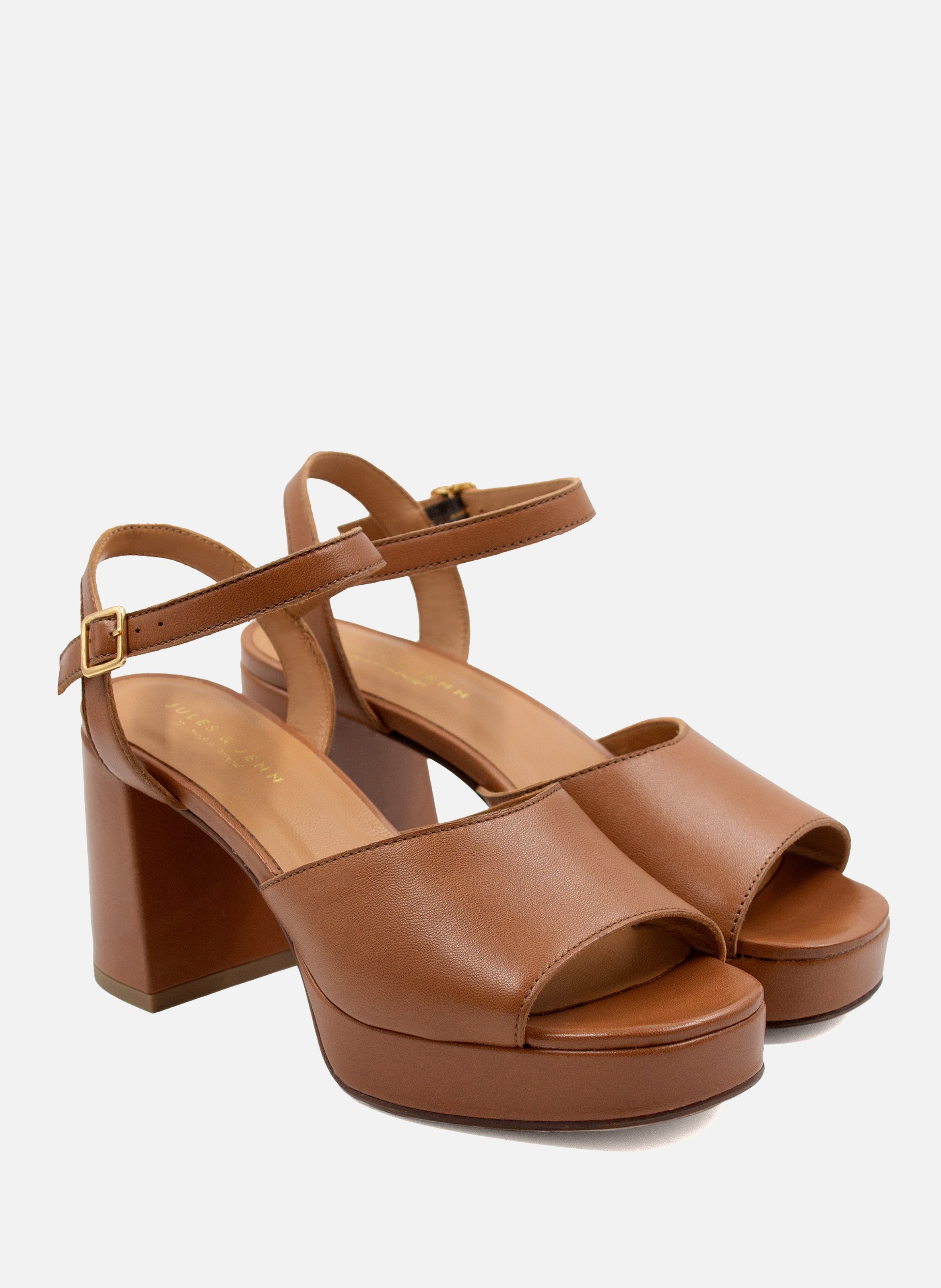 Smooth leather platform sandals JULES & JENN Brown