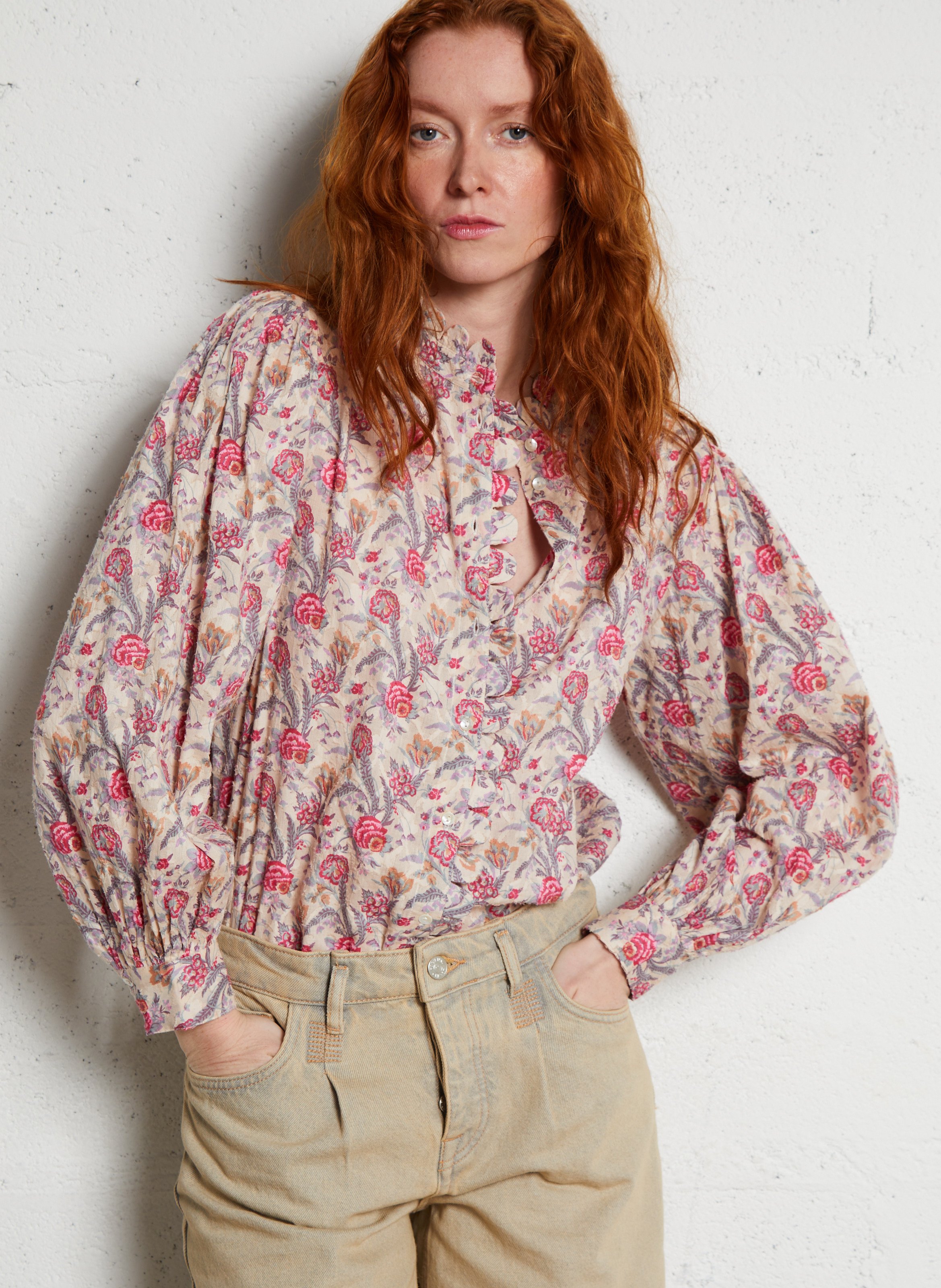 Chemise droite fleurie à col rond ANTIK BATIK Multicolore