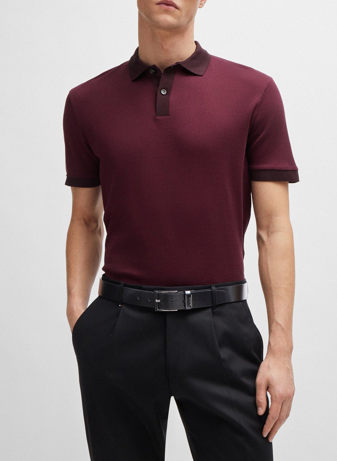 Cowskin leather belt BOSS Black