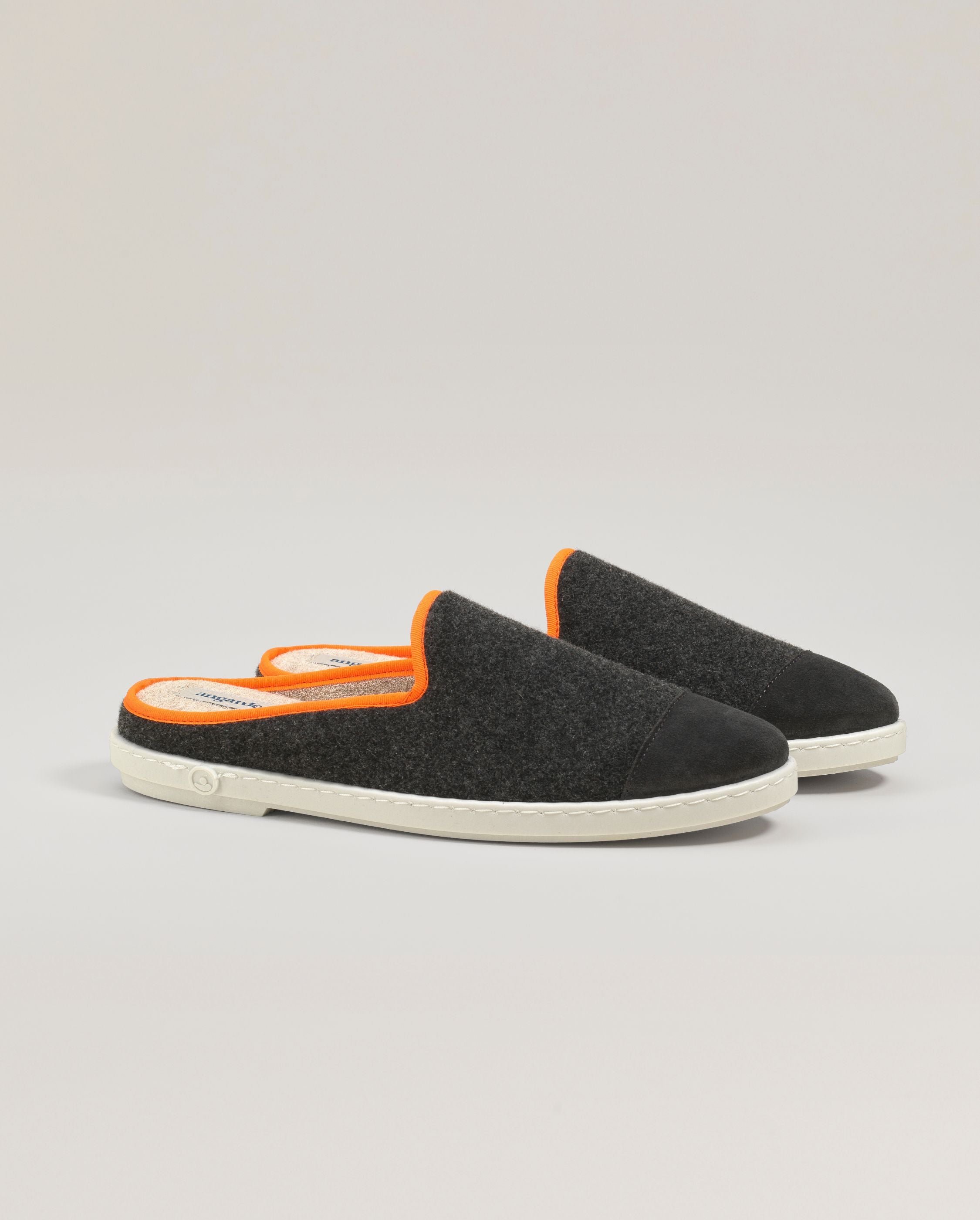 Men's wool mule, gray with neon orange ANGARDE Grey