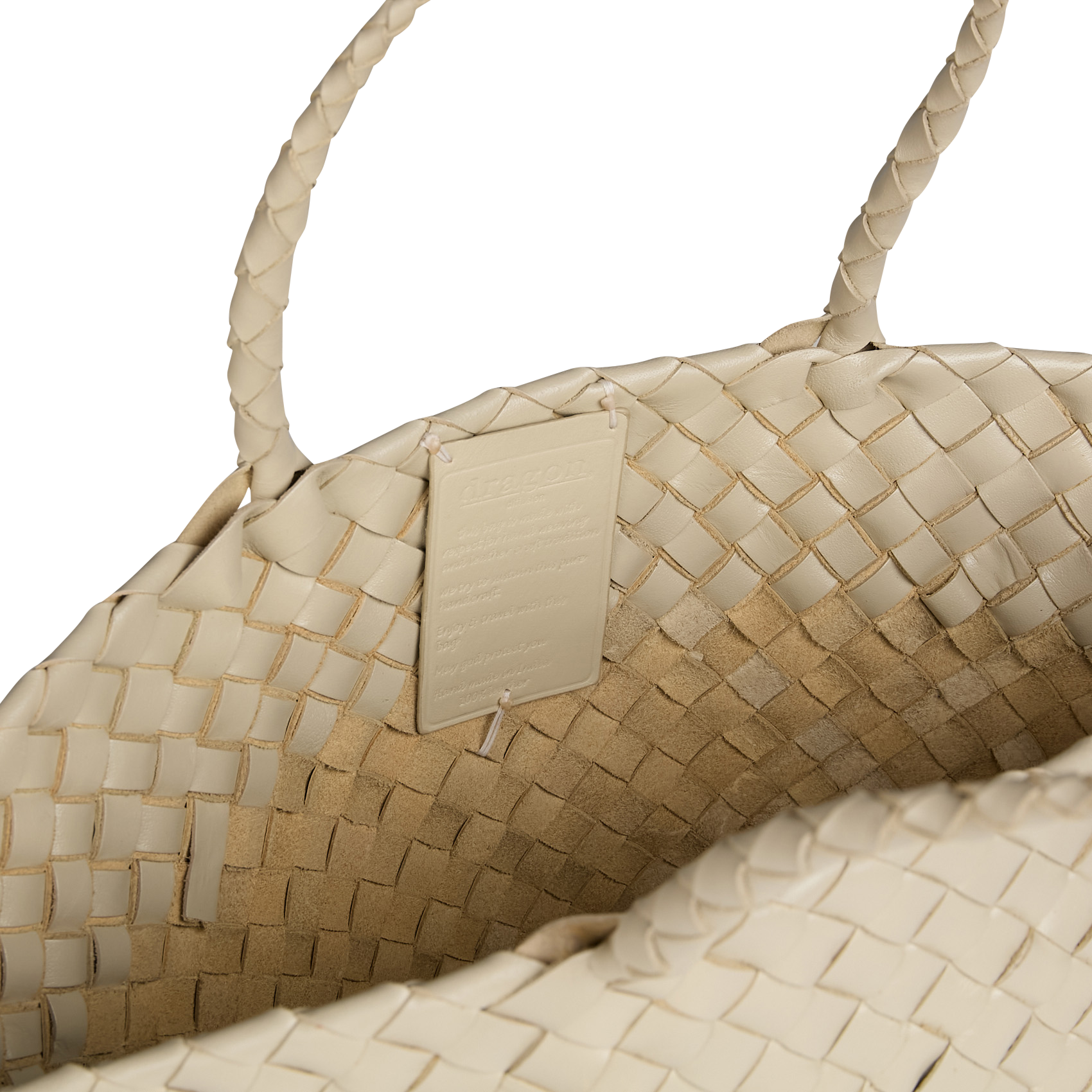 Braided leather basket DRAGON DIFFUSION White