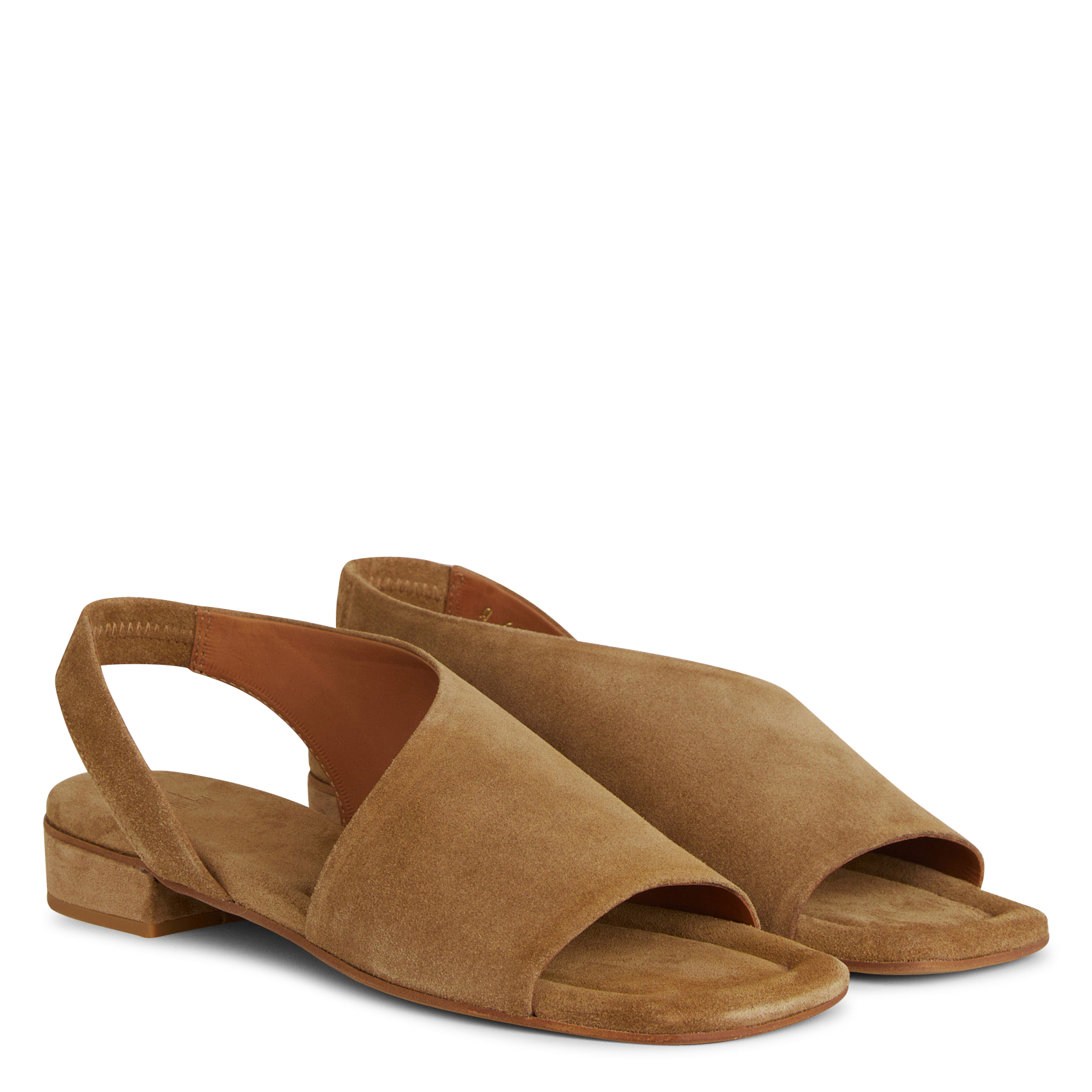 Open-toe flat suede sandals BILLI BI Brown