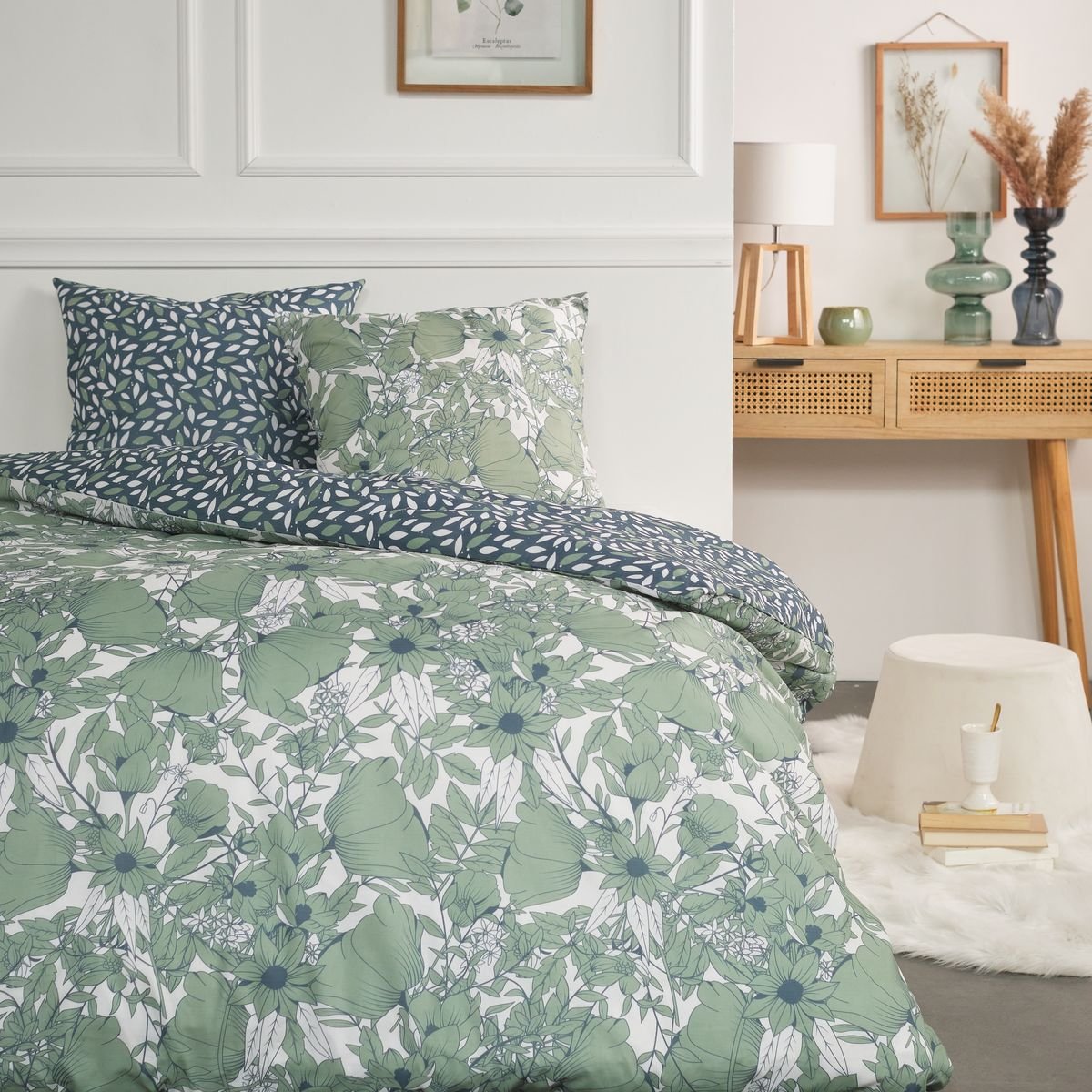 Printed cotton bed set TODAY LINGE DE MAISON Green