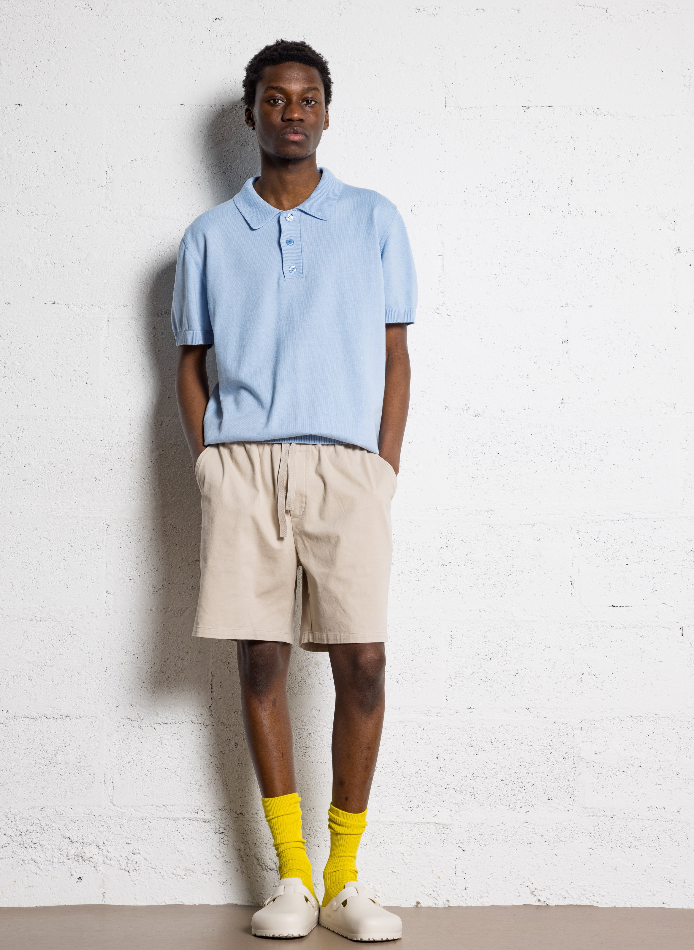 Gerade geschnittene Shorts aus Baumwoll-Mix Beige