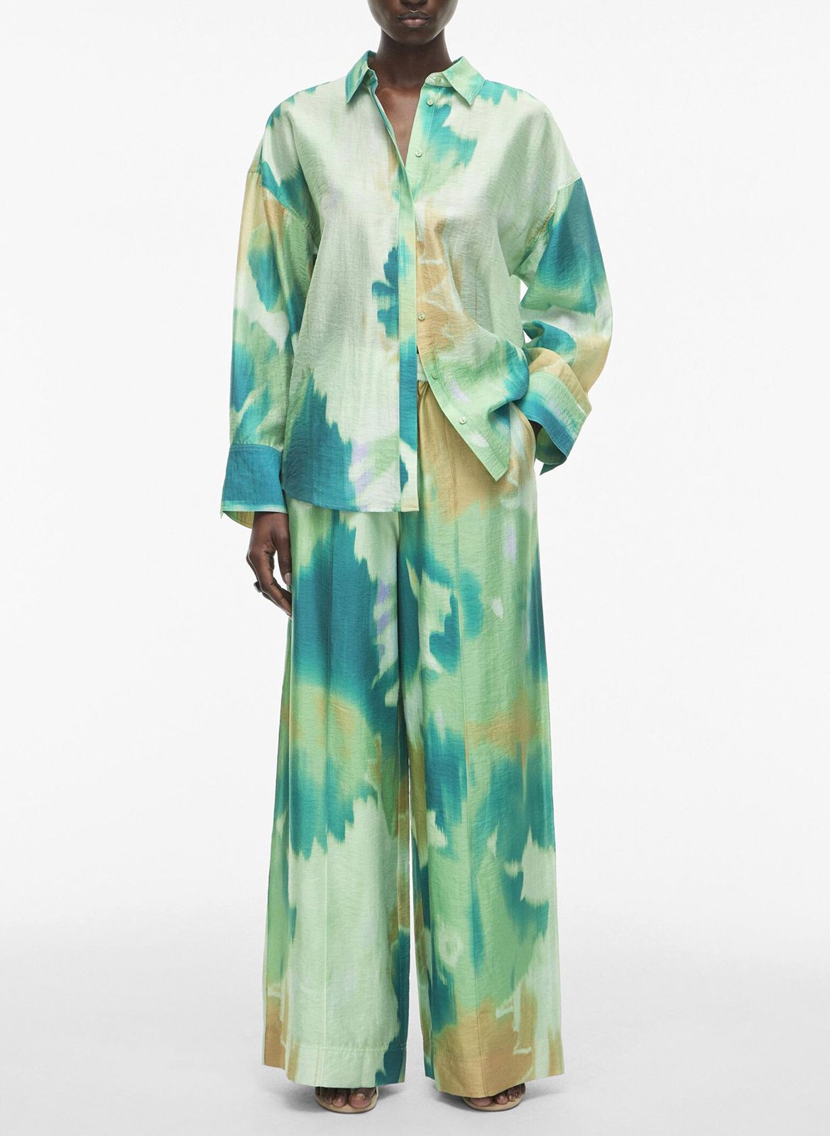 Printed straight shirt ROUGE EDIT Green