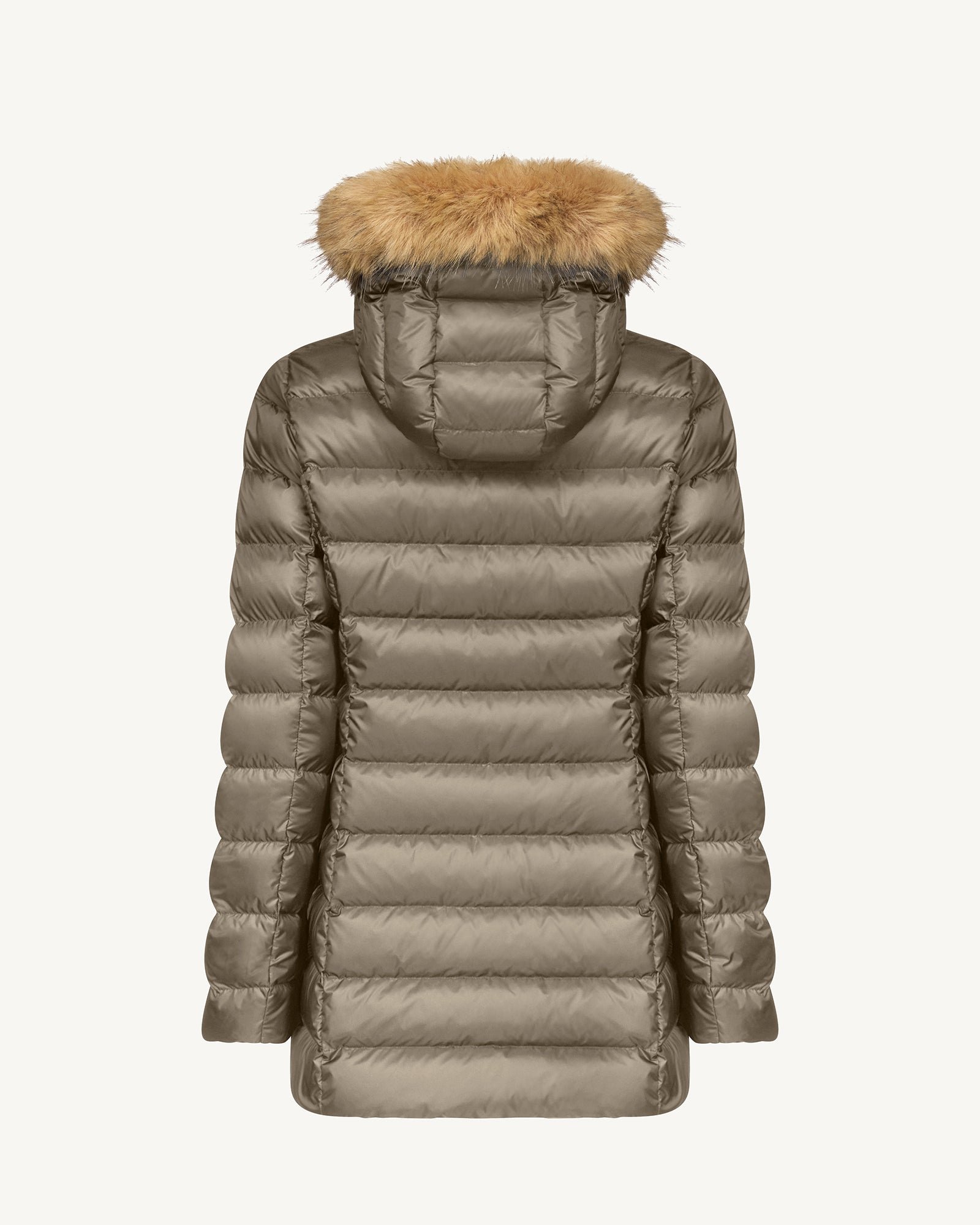 Mid-length puffer coat for extreme cold in pearl JOTT Beige